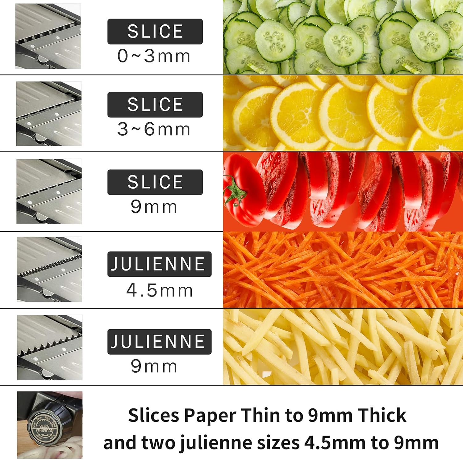 VEKAYA Mandoline Slicer, Mandoline Slicer for Kitchen, Adjustable Mandolin, Stainless Steel Mandoline, Vegetable Slicer, Potato, Onion, Cucumber