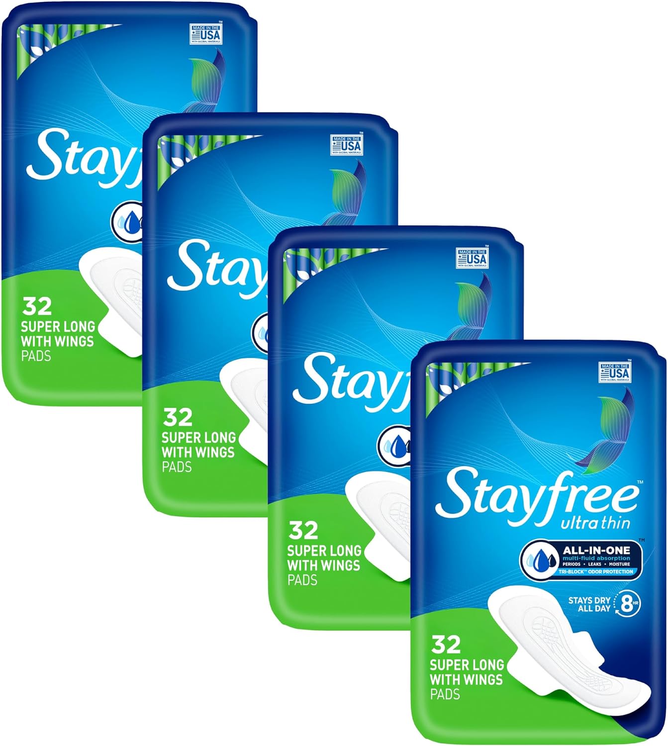 Stayfree Ultra Thin Super Long Pads with Wings For Women, Reliable Protection and Absorbency of Feminine Moisture, Leaks and Periods