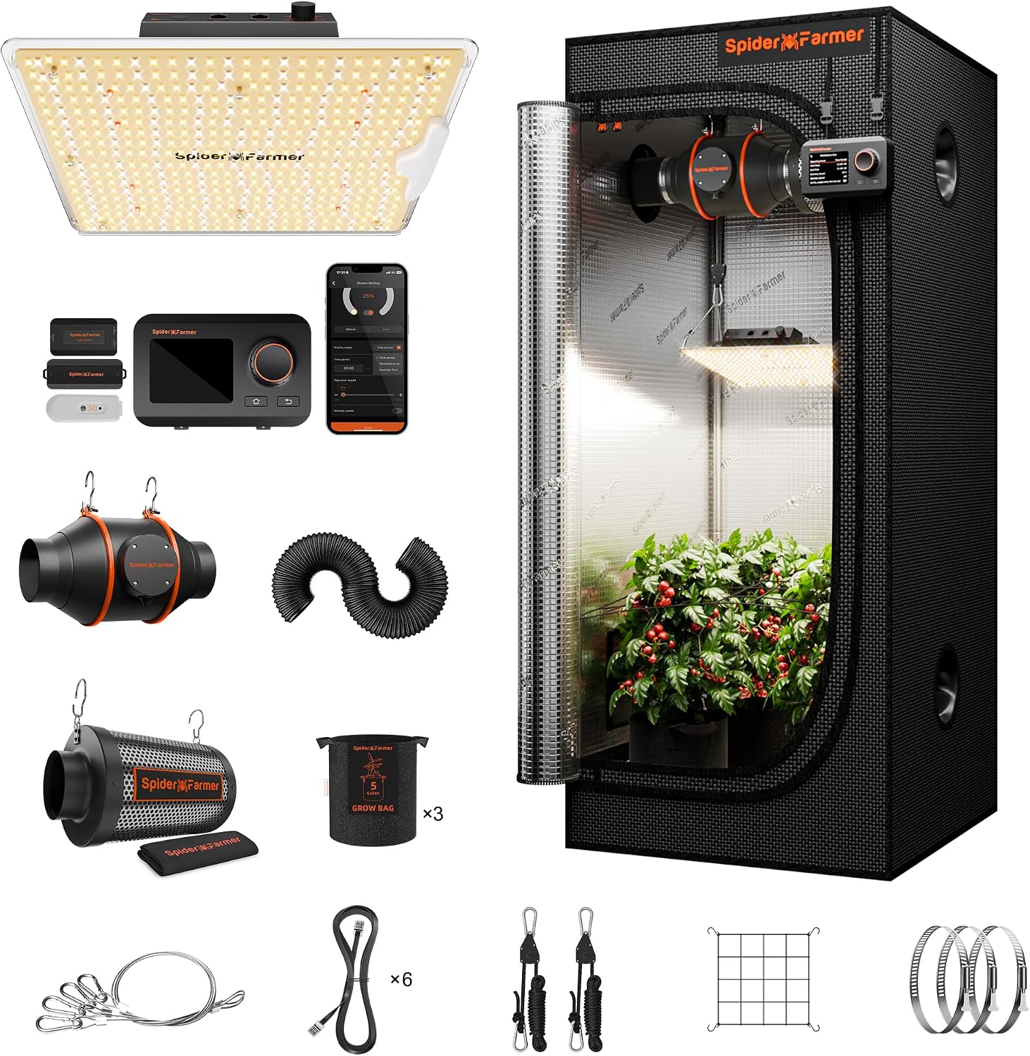 Spider Farmer 2x2ft Grow Tent Kit with GGS Controller Automatic Grow System