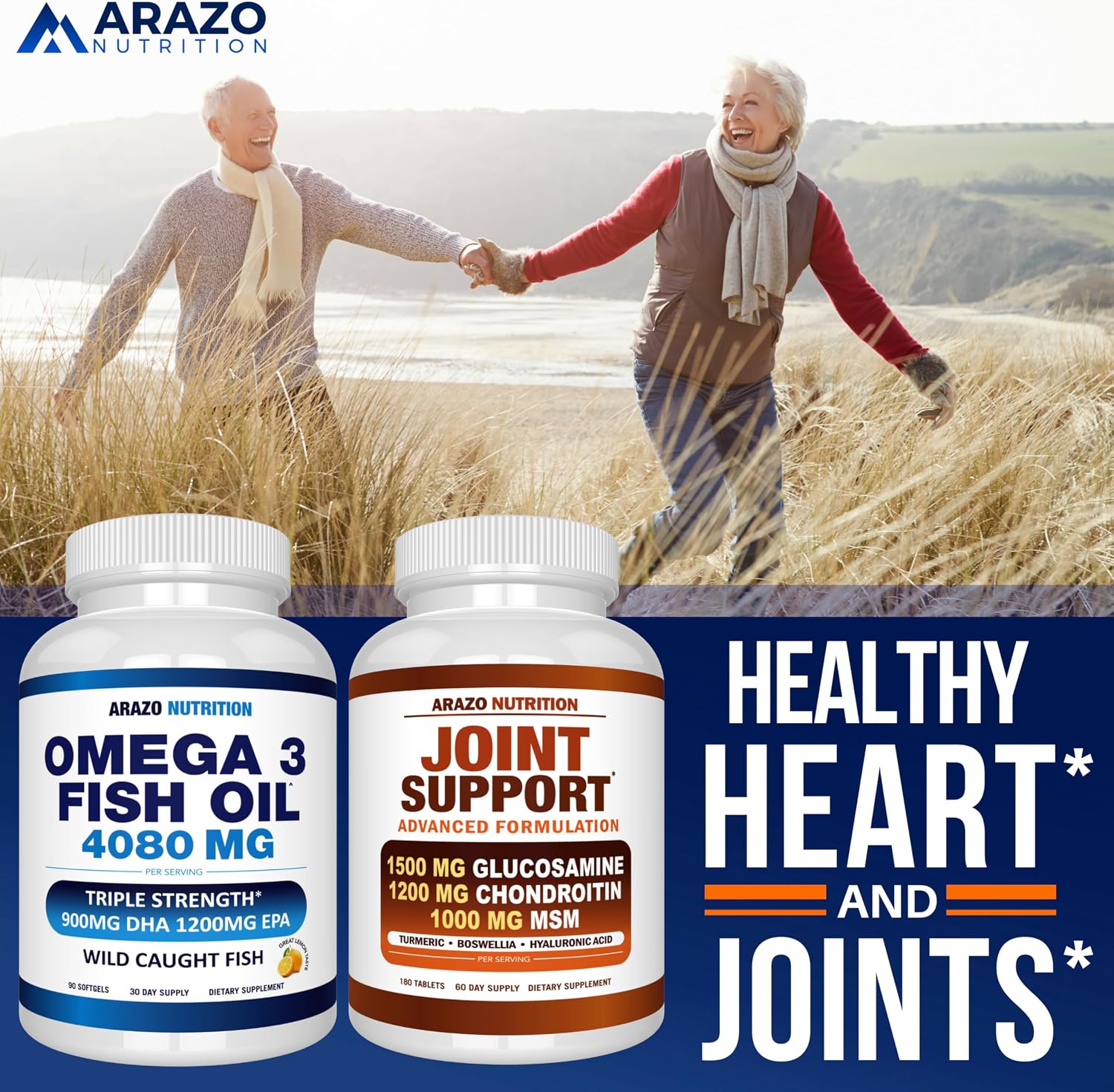 Arazo Nutrition Wild Caught Omega-3 Fish Oil Concentrate – 4,080mg per Serving – High EPA 1200mg & DHA 900mg – 120 Burpless Lemon Softgels