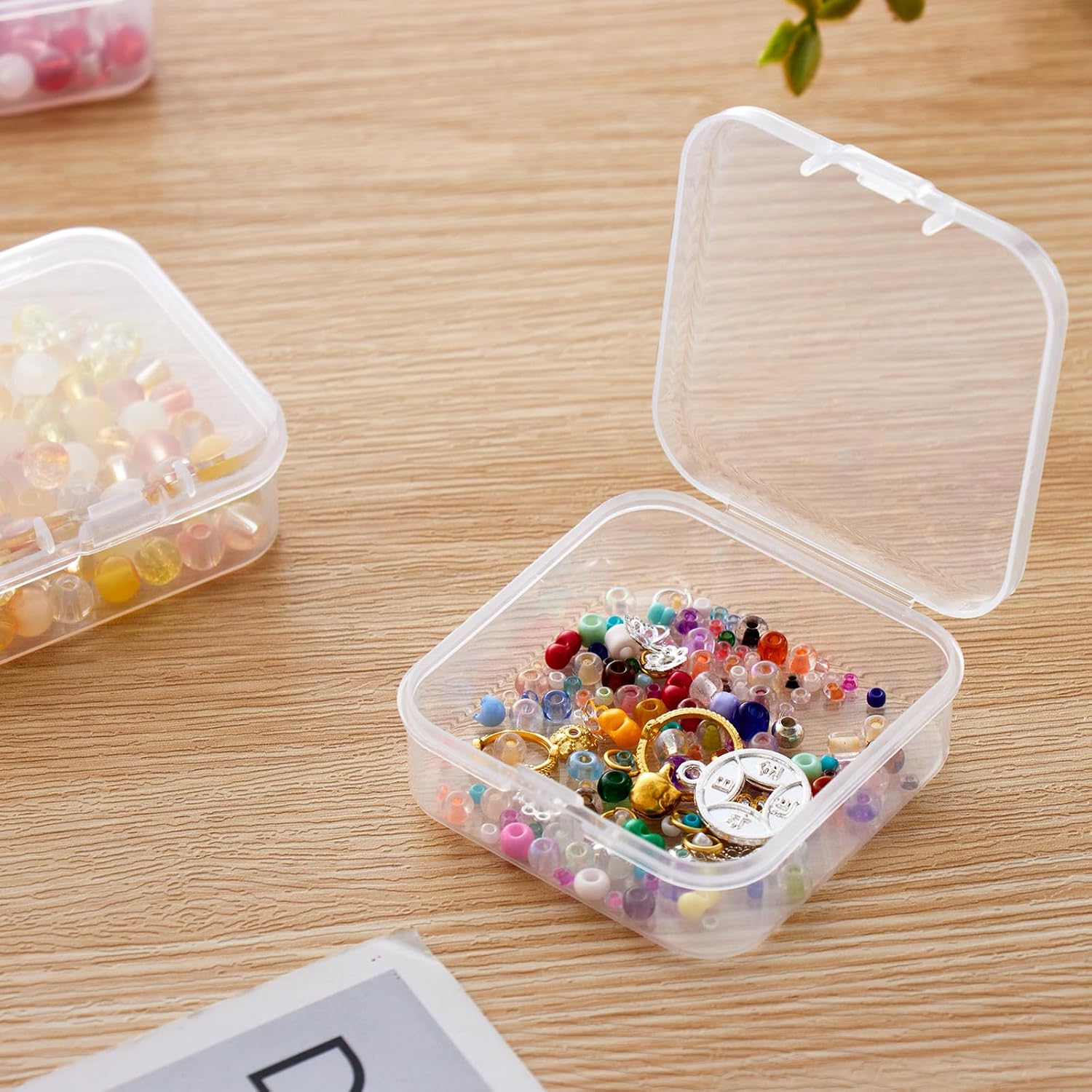 24 Pieces Mixed Sizes Rectangular Empty Mini Clear Plastic Organizer Box
