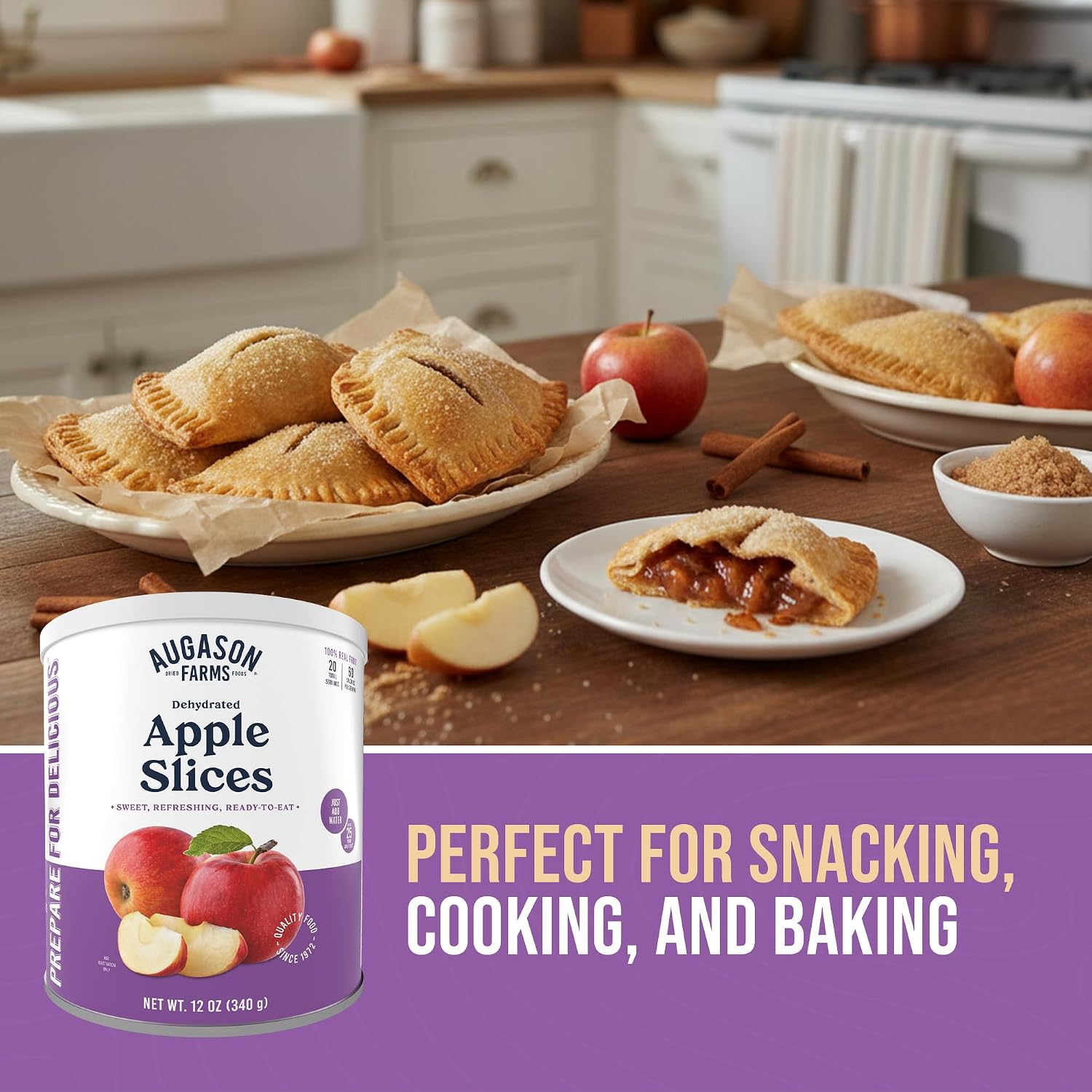 Augason Farms Dehydrated Apple Slices Can | Emergency Food Supply, 20 Servings, 25 Year Shelf Life, Great for Cooking, Baking, and Snacks, Dehydrated Meals