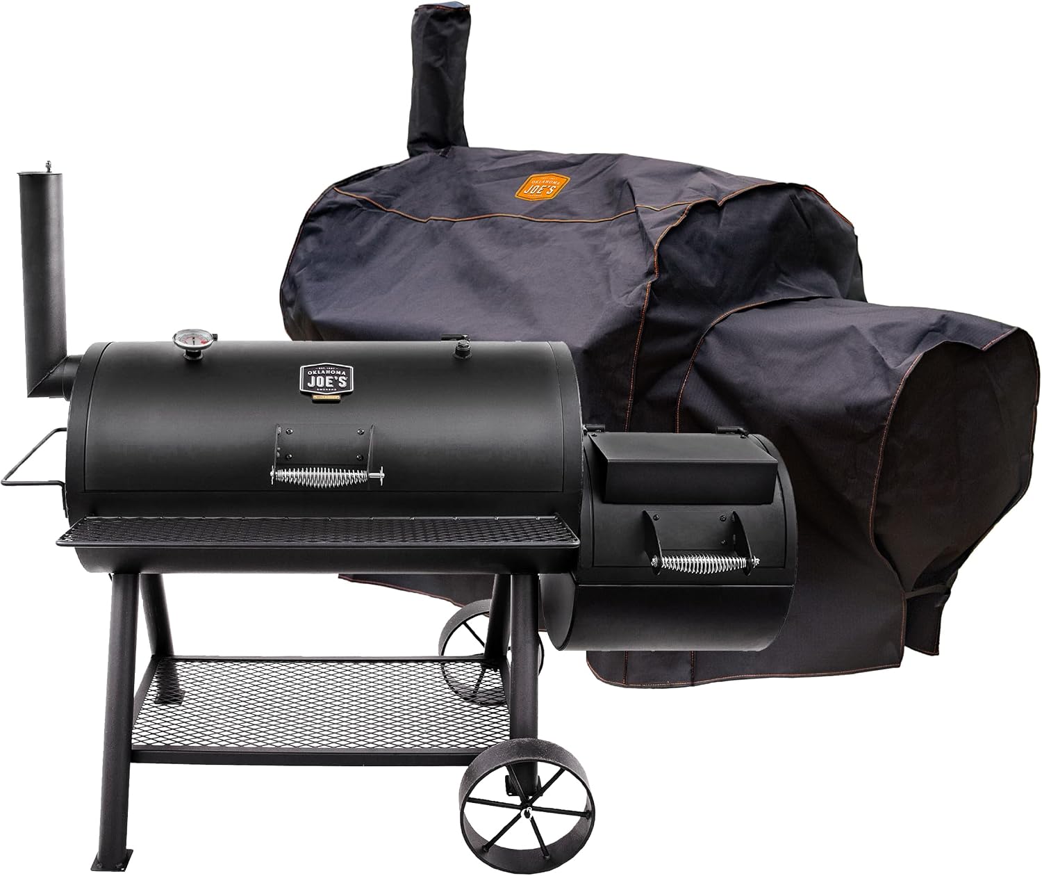 Oklahoma Joe's Longhorn Offset Charcoal Smoker and Grill with 1060 sq. in. Cooking Area in Black