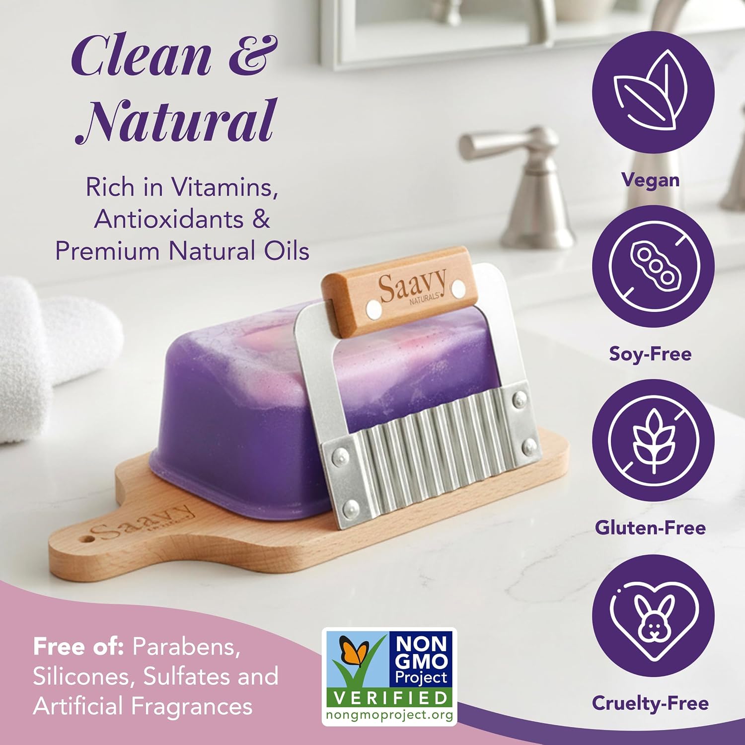 Saavy Naturals Hydrating & Purifying Mini Soap – Plant-Based, Nourishing & Moisturizing Bar Soap Gift Set for Men & Women – Mini Square Shaped Artisan Bar Soaps, 10 pack