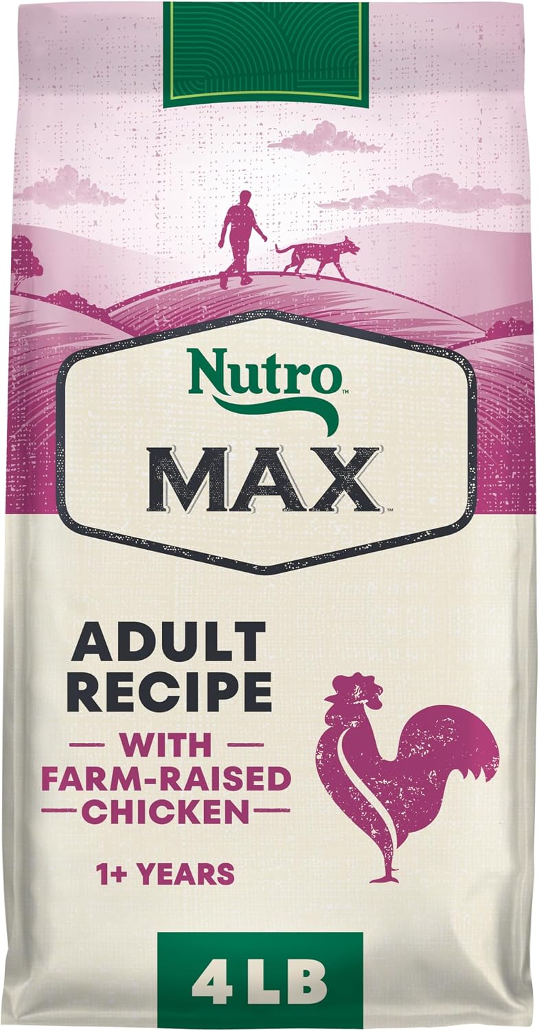 Nutro Max Adult Recipe Dry Dog Food, Farm-Raised Beef, 25 lb | Non-GMO ingredients, wholesome grains, no chicken by-product meal/corn, wheat, soy, supports muscles, energy & vitality