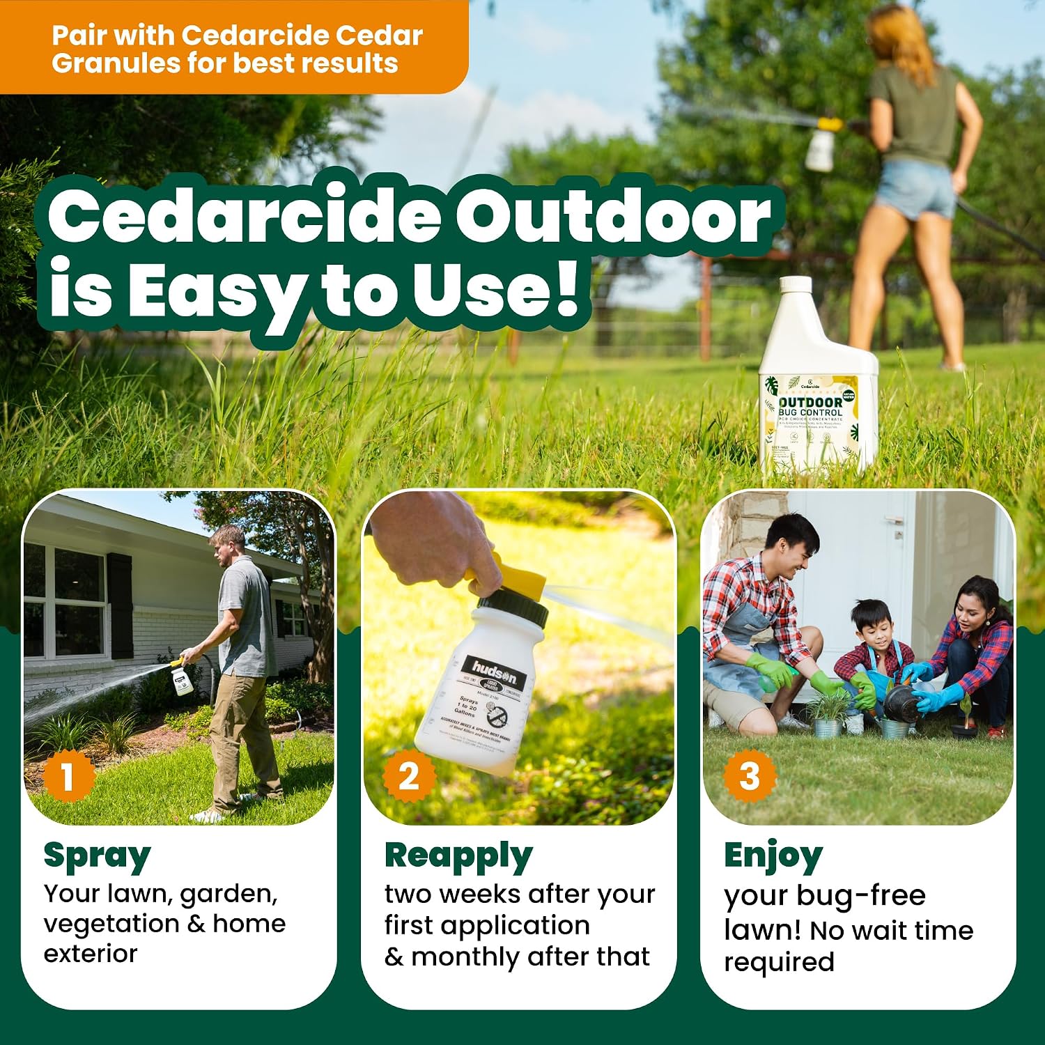 Cedarcide PCO Choice Outdoor Cedar Oil Concentrate Quart Bottle with Sprayer | Cedarwood