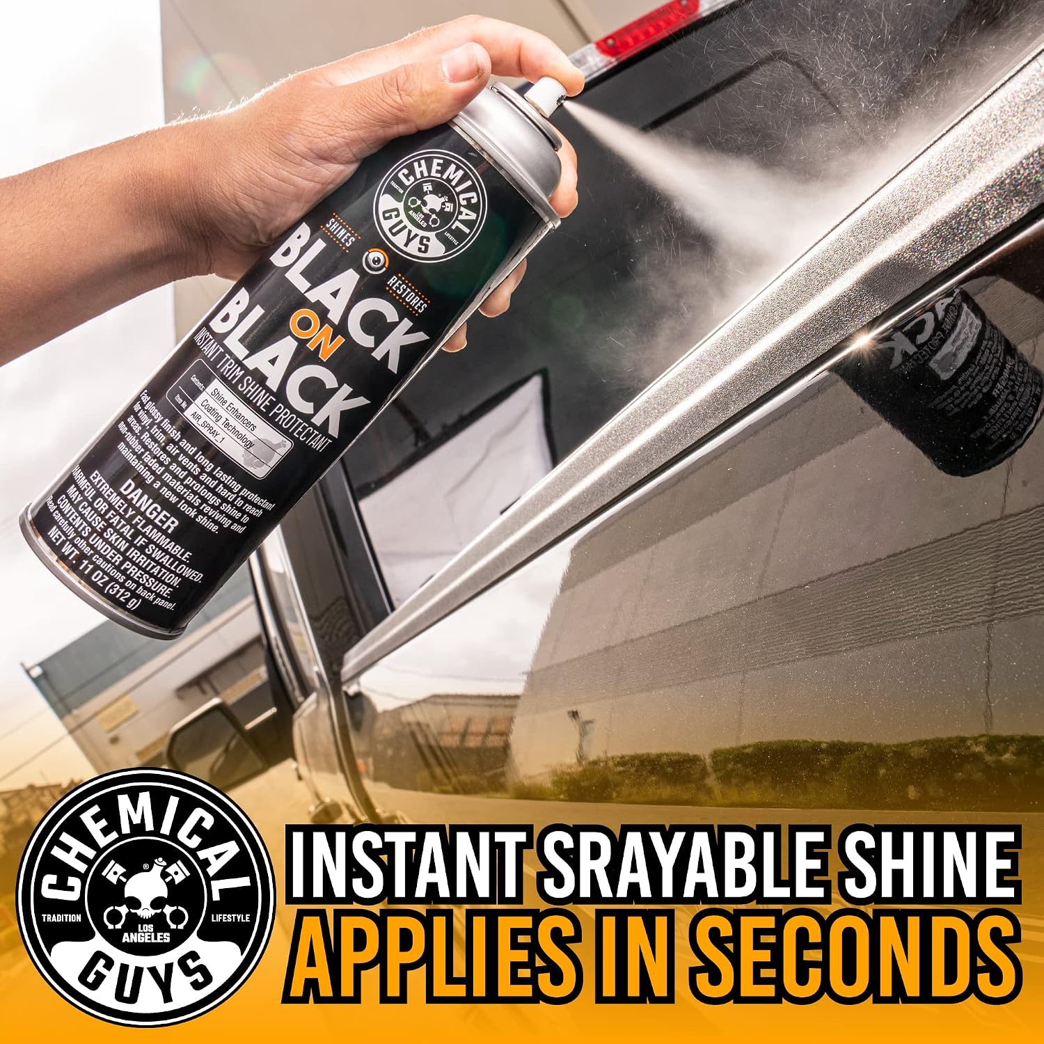 Chemical Guys, Black on Black Instant Exterior Trim Shine Dressing, 11 oz | For cars, trucks, and SUVs, sprayable quick dressing