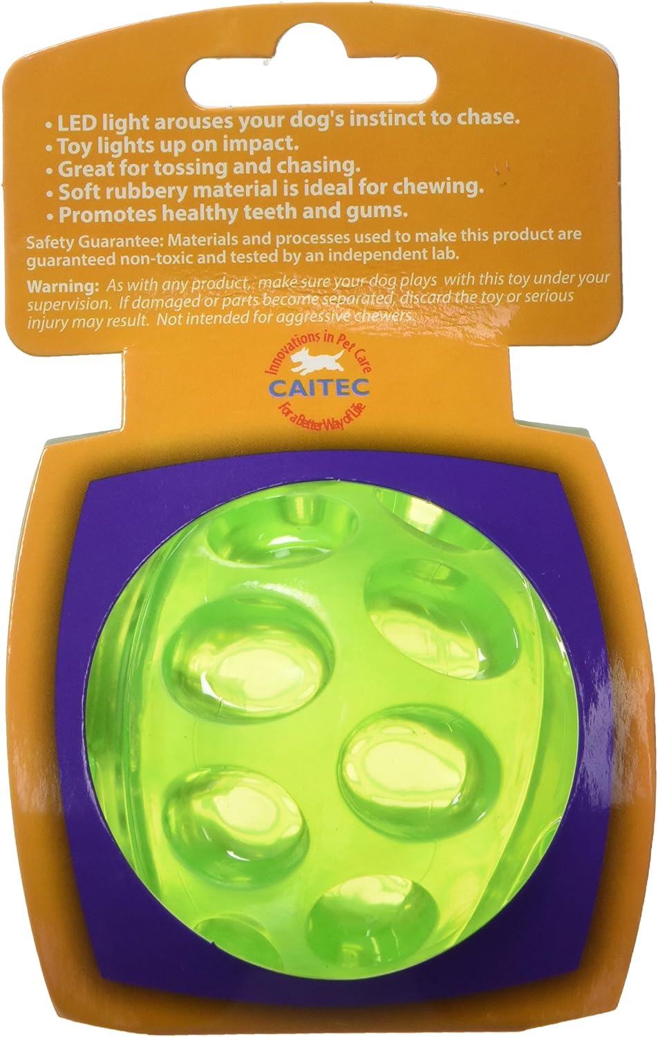 Chase 'n Chomp Durable TRP LED Light Up Fetch Ball Dog Toy, 2.5"