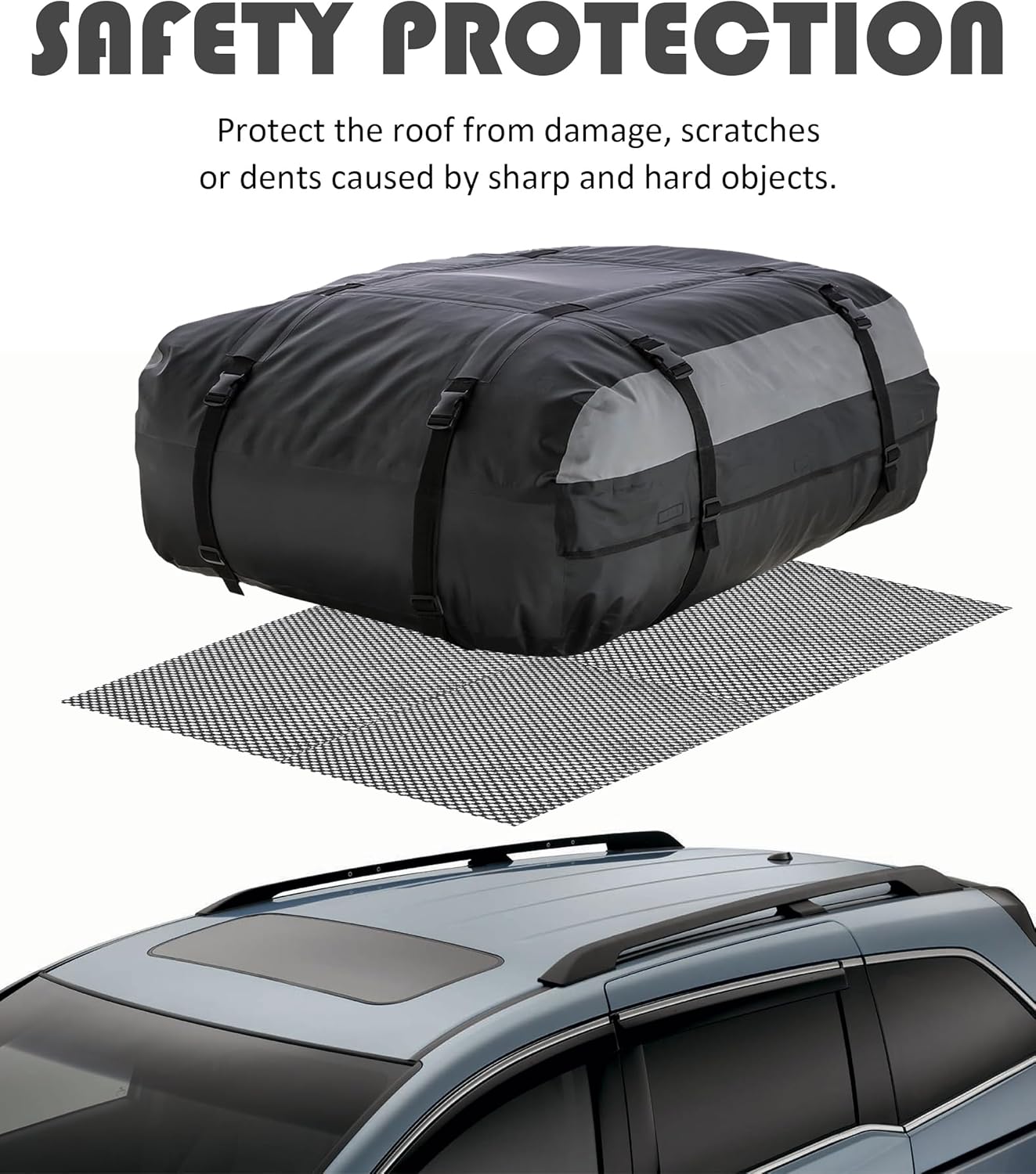 Roof Rack Pads, 51"x43" Rooftop Cargo Bag Mat, Car Accessories Roof Cargo Bag Protective Mat, Roof Mat Car Skid Proof Mat