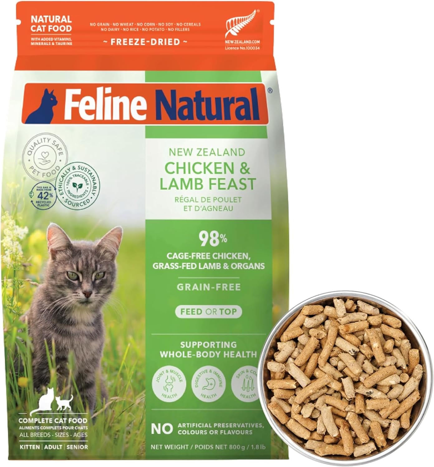 Feline Natural - High Protein Freeze Dried Dry Cat Food with 98% Meat