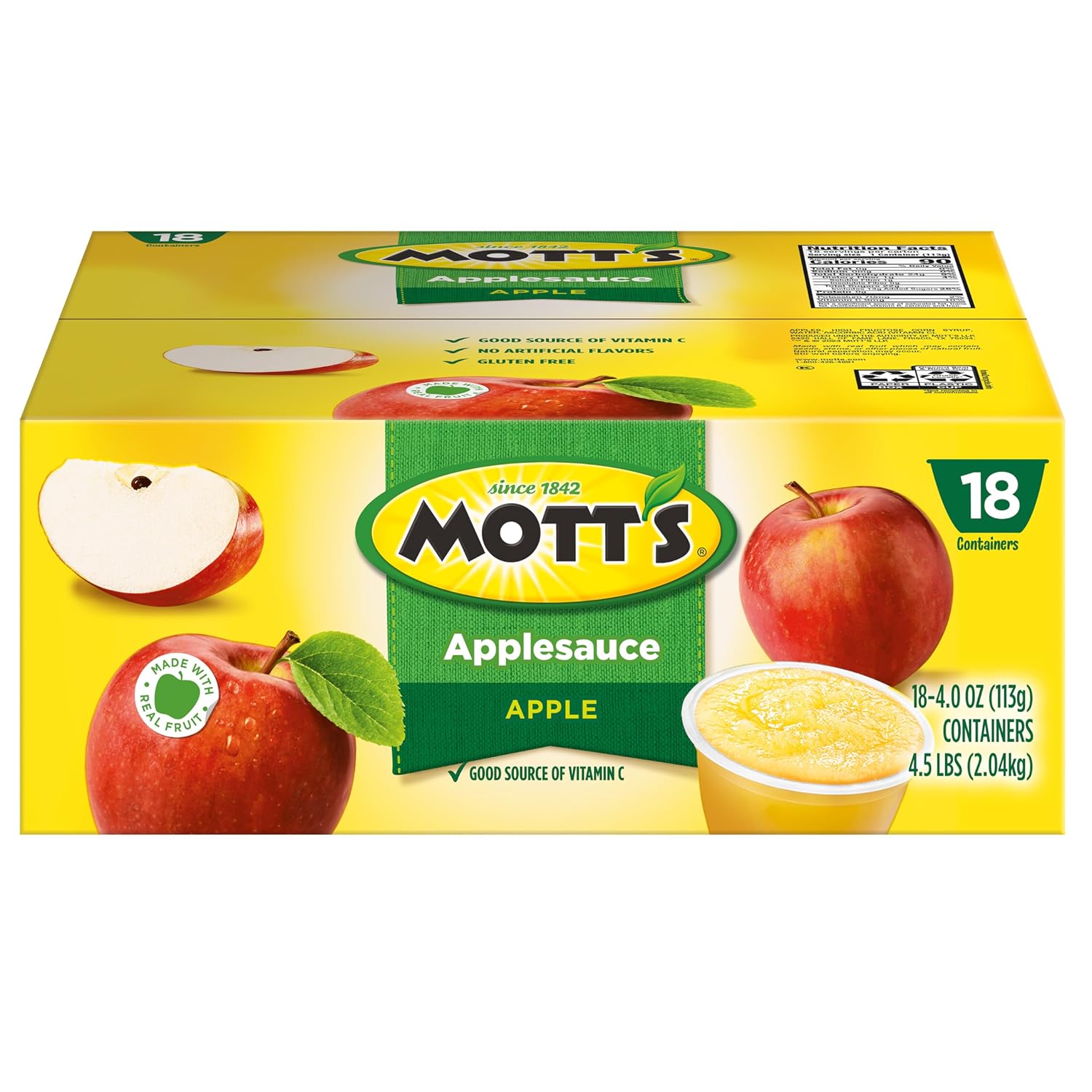 Mott's Applesauce, 4 Oz Cups, 36 Count, No Artificial Flavors, Good Source of Vitamin C, Nutritious Option for The Whole Family