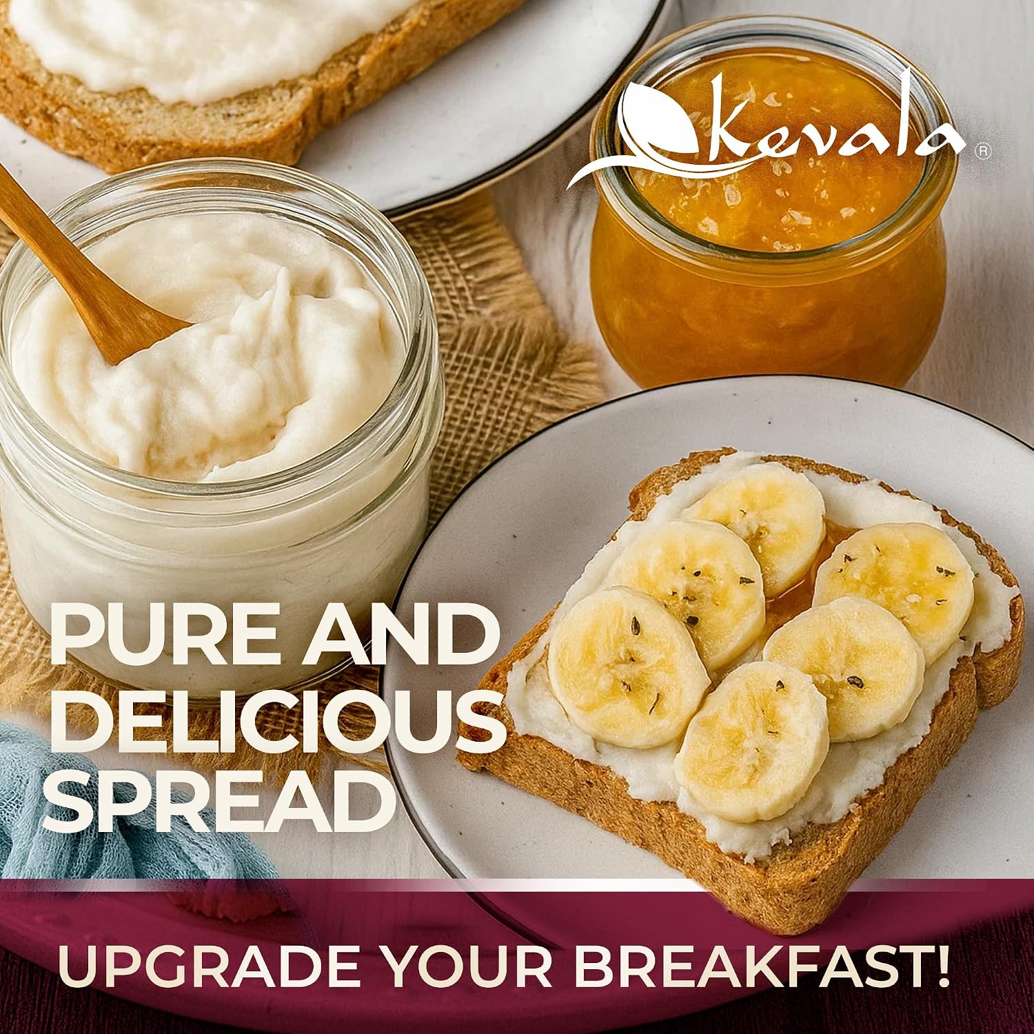 Kevala Organic Coconut Butter - 2 lb, Natural Plant Based Sandwich Spread | Coconut Cream for Cooking and Baking, Addition to Keto Snacks and Breakfast Ingredient, Dairy Free Organic Butter Spread