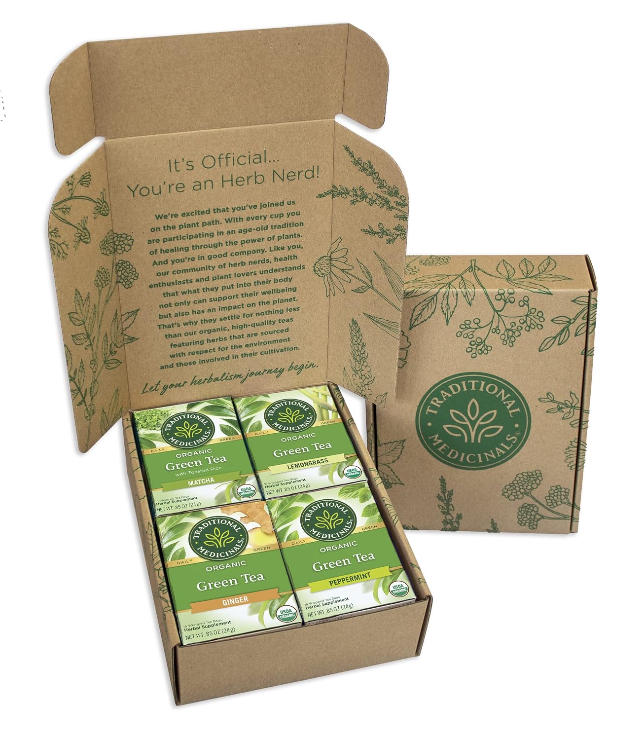 Traditional Medicinals Organic Green Tea Ginger, 16 Tea Bags | Promotes Healthy Digestion, Occasional Nausea & Indigestion Relief, Kosher, Non-GMO