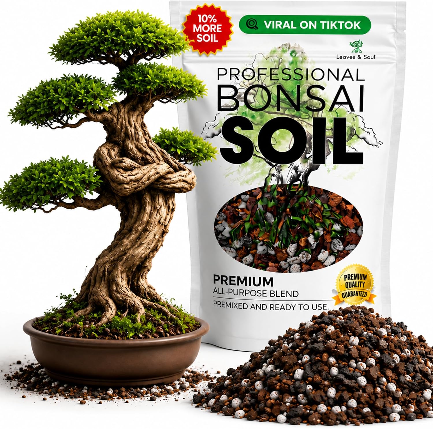 Professional Bonsai Soil Mix Ready to Use | Large 2.2 Quarts, Premium Potting Soil for Bonsai Trees