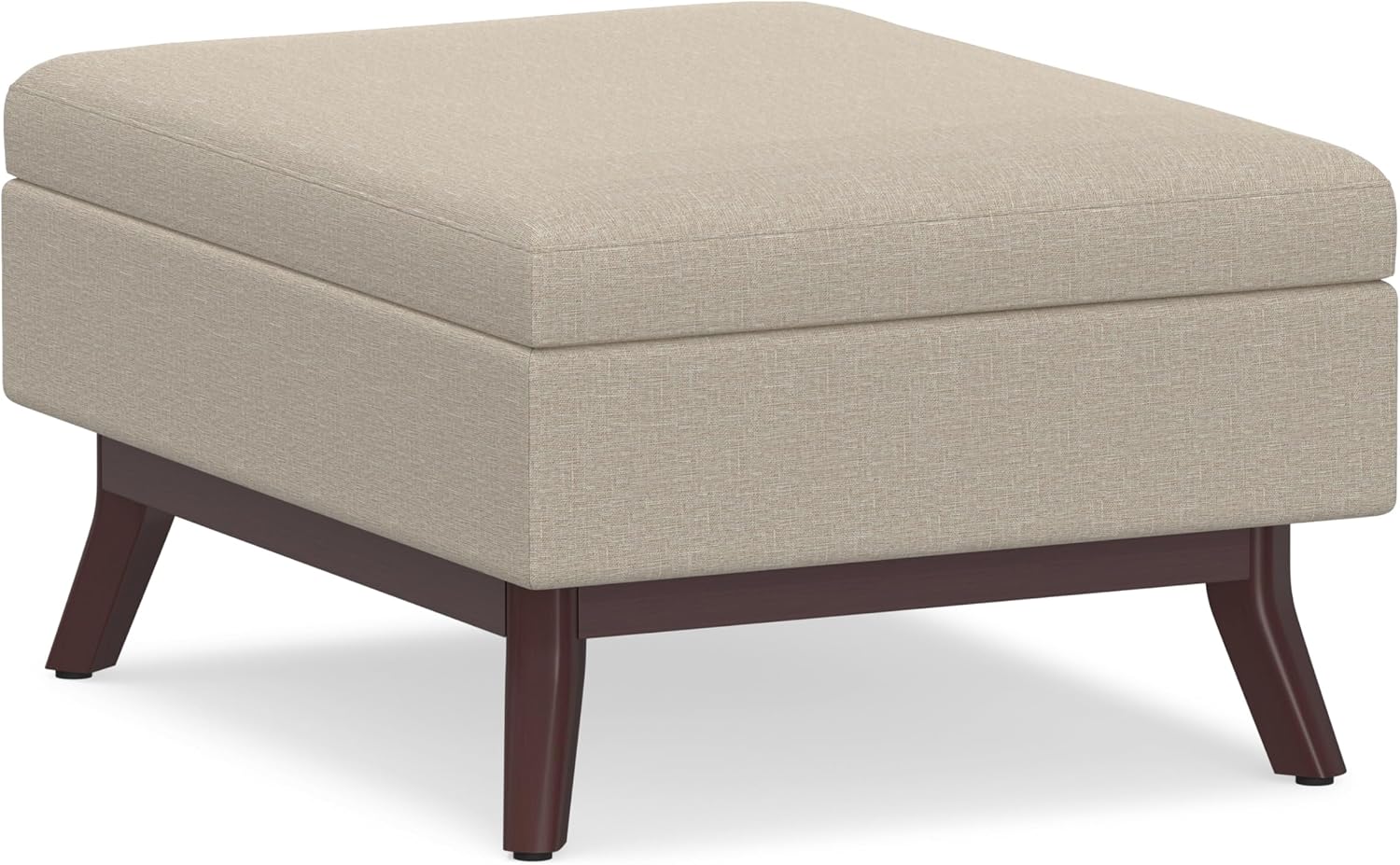 SIMPLIHOME Owen 34" Wide Vegan Leather Lift Top Ottoman in Dark Blue