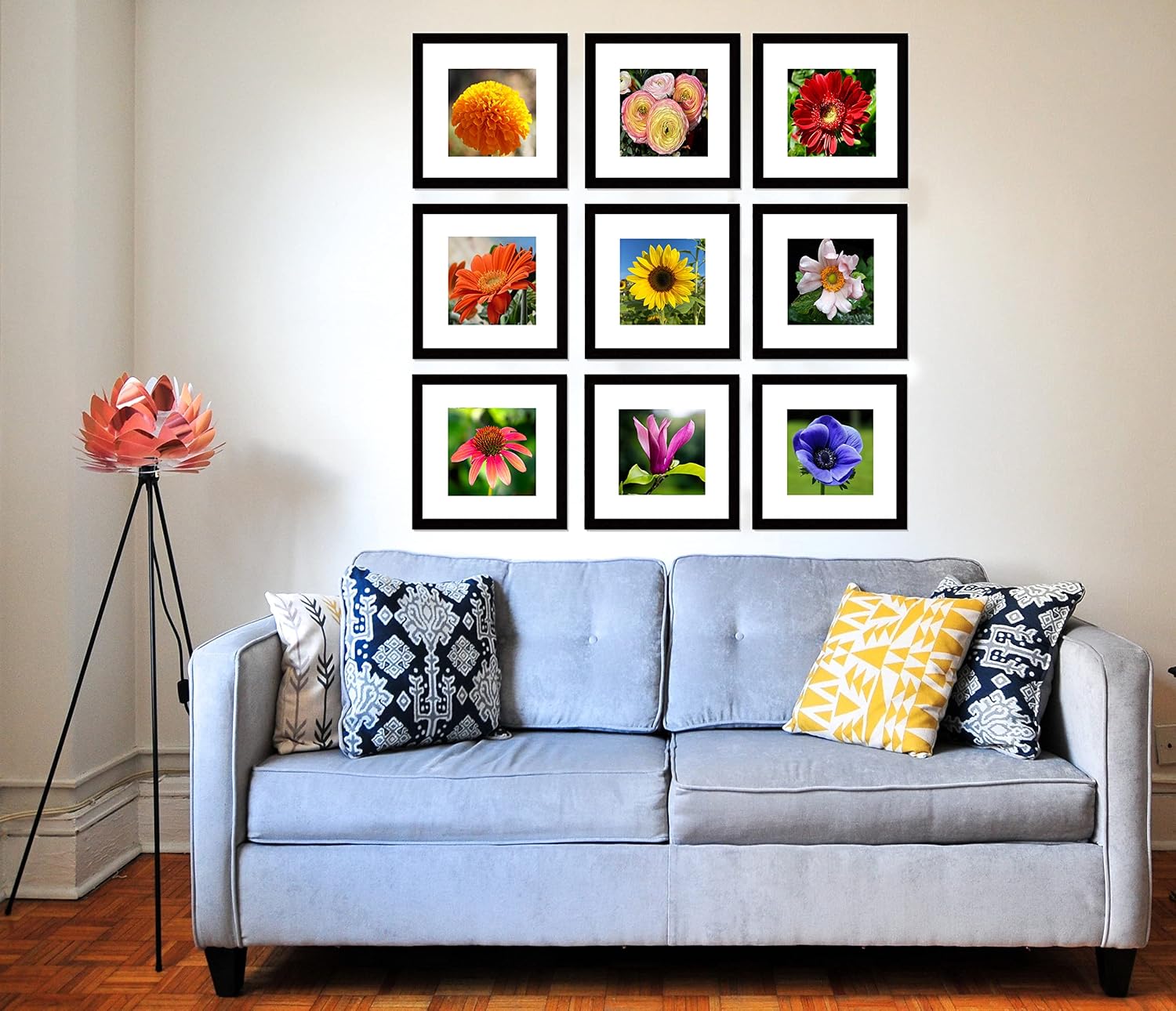 pojah 12x12 Black Picture Frame Set of 4,Wall Frames,HD Plexiglass