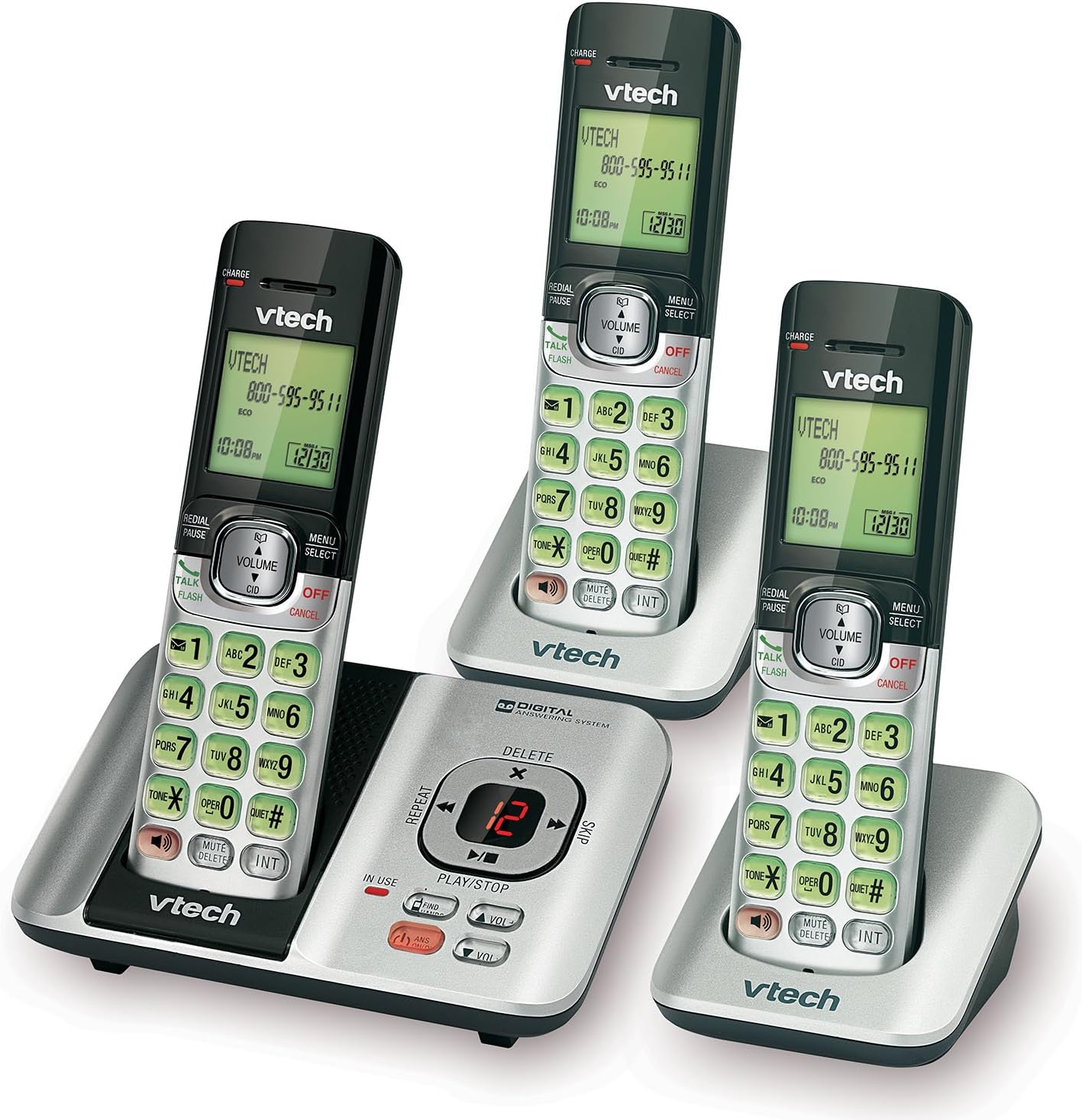 VTech CS6719-2 2-Handset Cordless Phone with Caller ID/Call Waiting, Handset Intercom & Backlit Display/Keypad, Silver