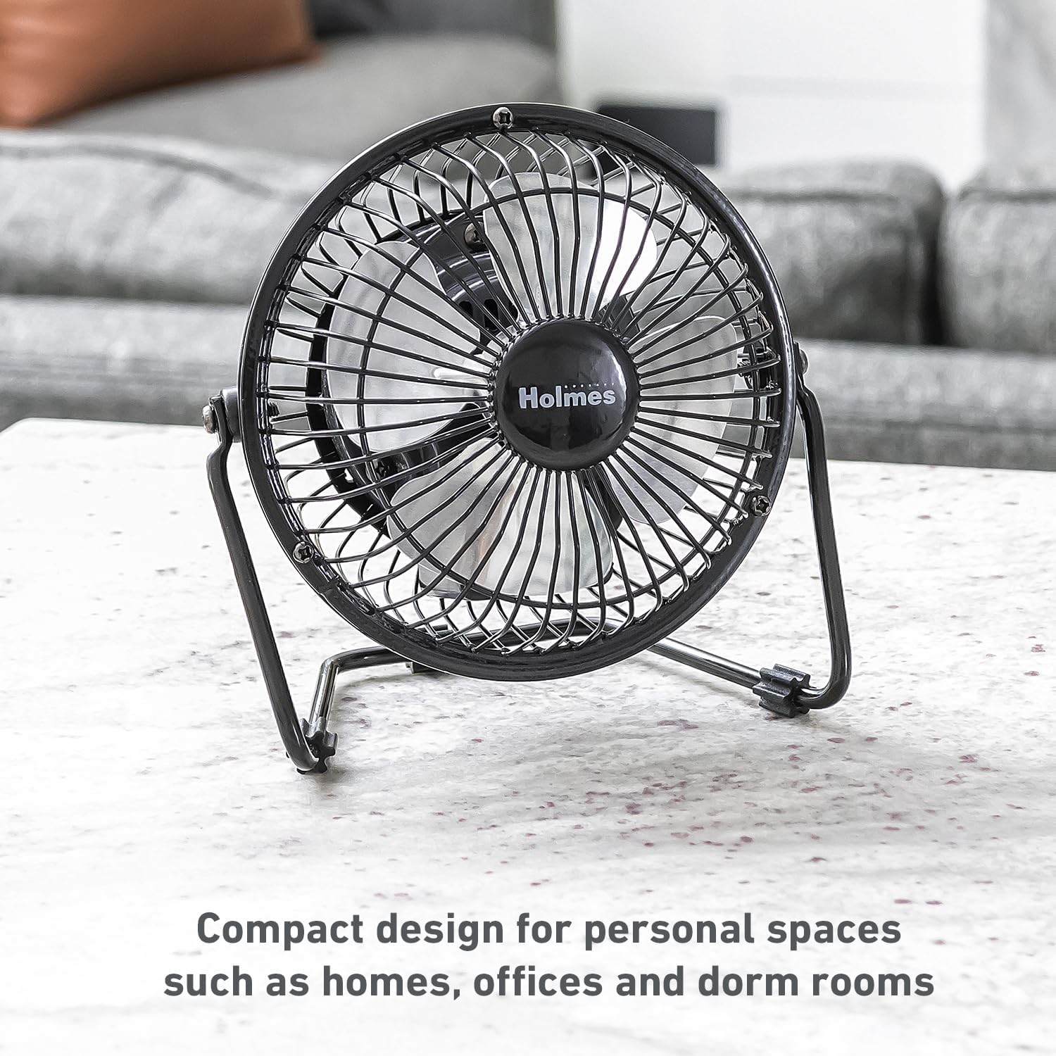 HOLMES Mini High Velocity Desk Fan 4in 4 Blade Black