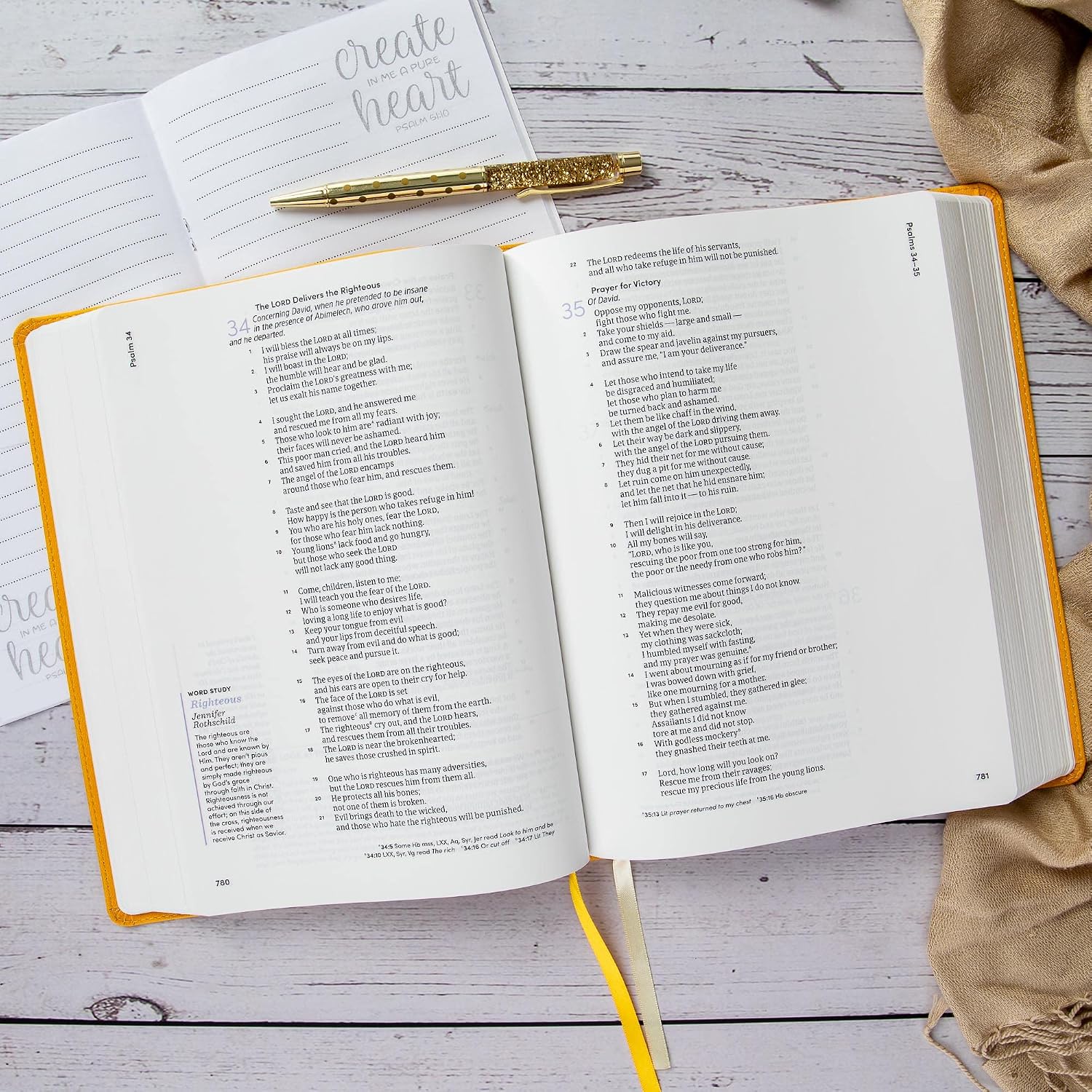 CSB Lifeway Women's Bible, Marigold LeatherTouch, Black Letter, Single-Column, Wide-Margins, Devotions, Articles, Word Studies, Character Profiles