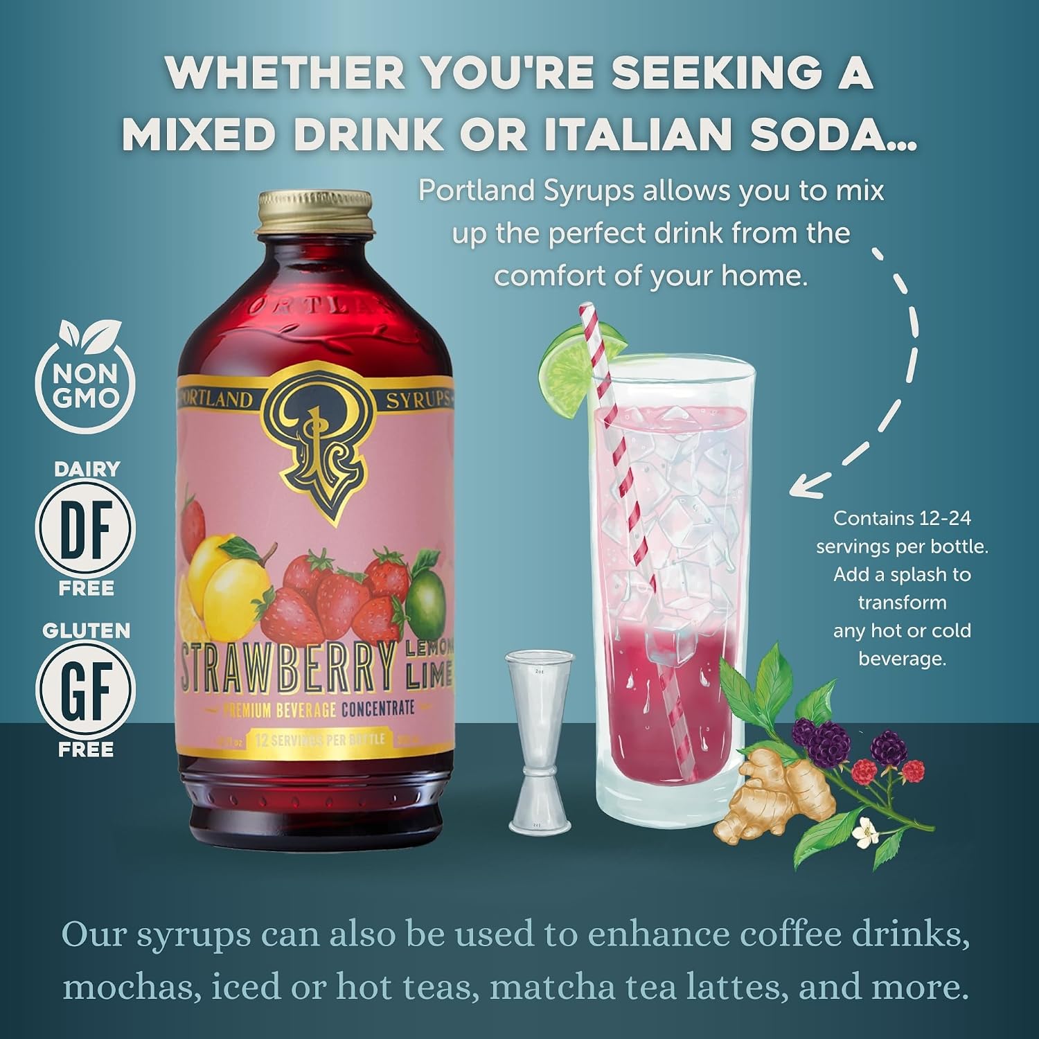 Portland Syrups Marionberry Syrup for Cocktails, 12 oz, 12 Servings