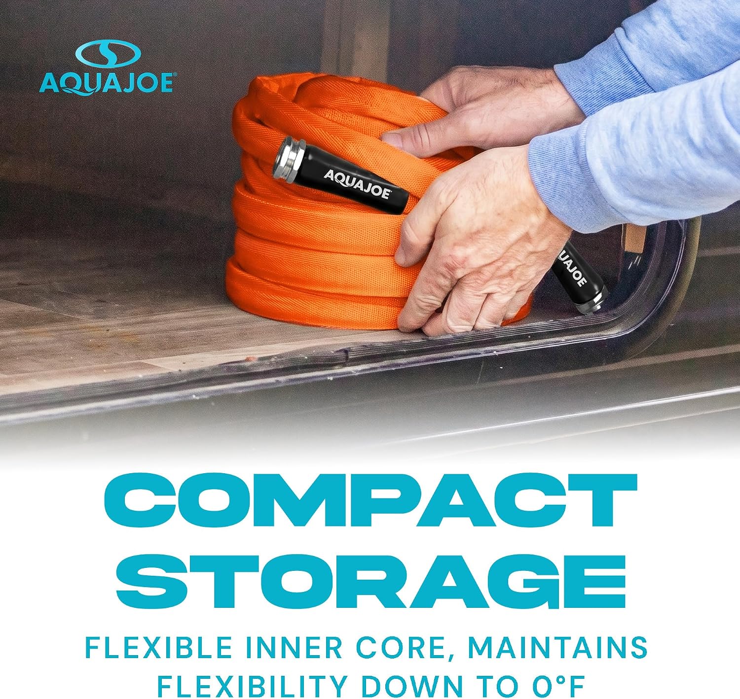 Aqua Joe AJFJH75-34-CTR FIBERJACKET Garden Hose, Non-Expanding and Kink-Resistant, 650 PSI Burst Rating, 75 Feet Long, Orange