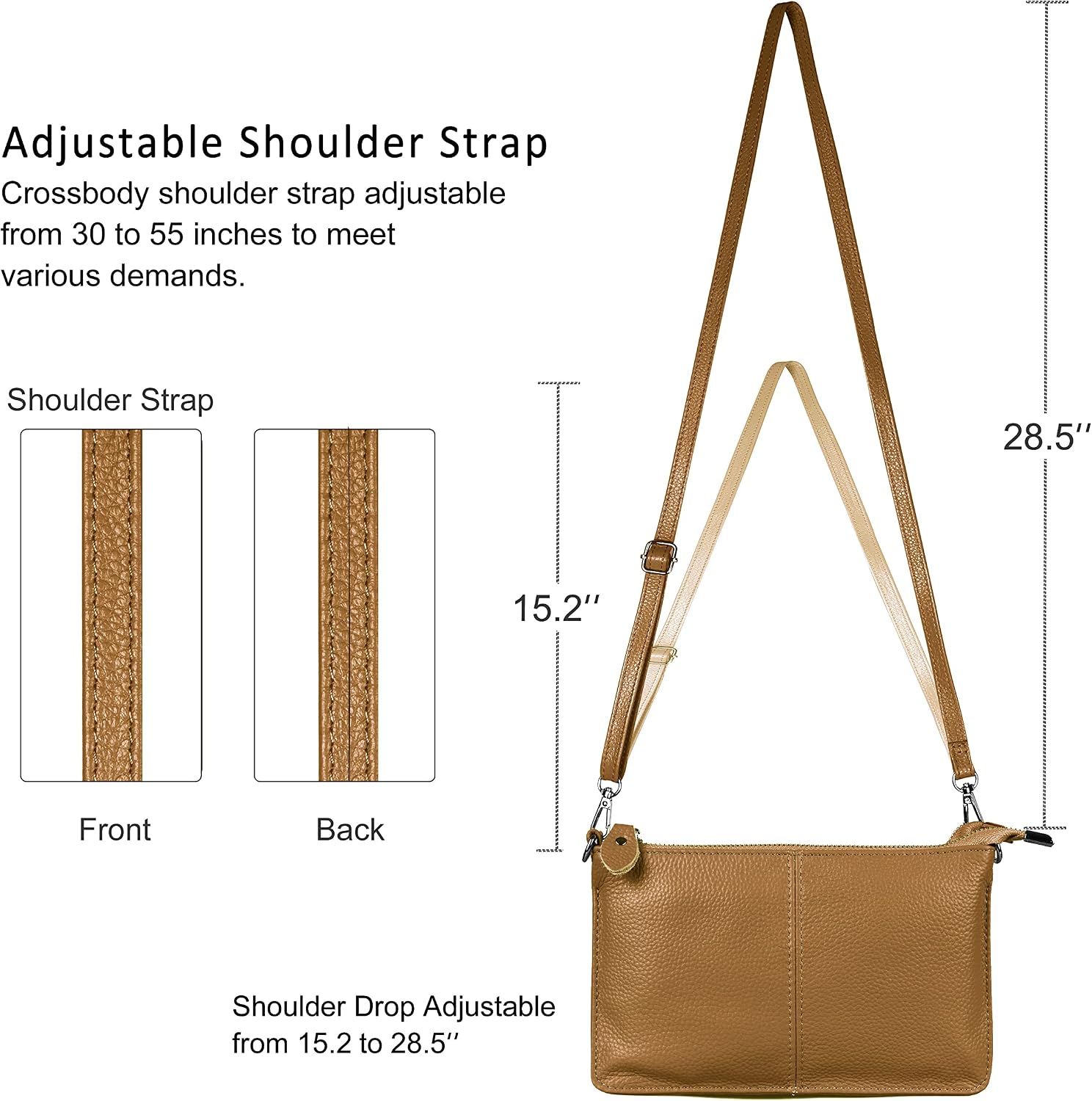 befen Genuine Leather Small Crossbody Bags for Women Wristlet Wallet Purses | Real Leather, RFID Blocking Card Slots, Wristlet Strap, Clutch Purse, Fit iPhone 17 Pro Max, Leather Handbags