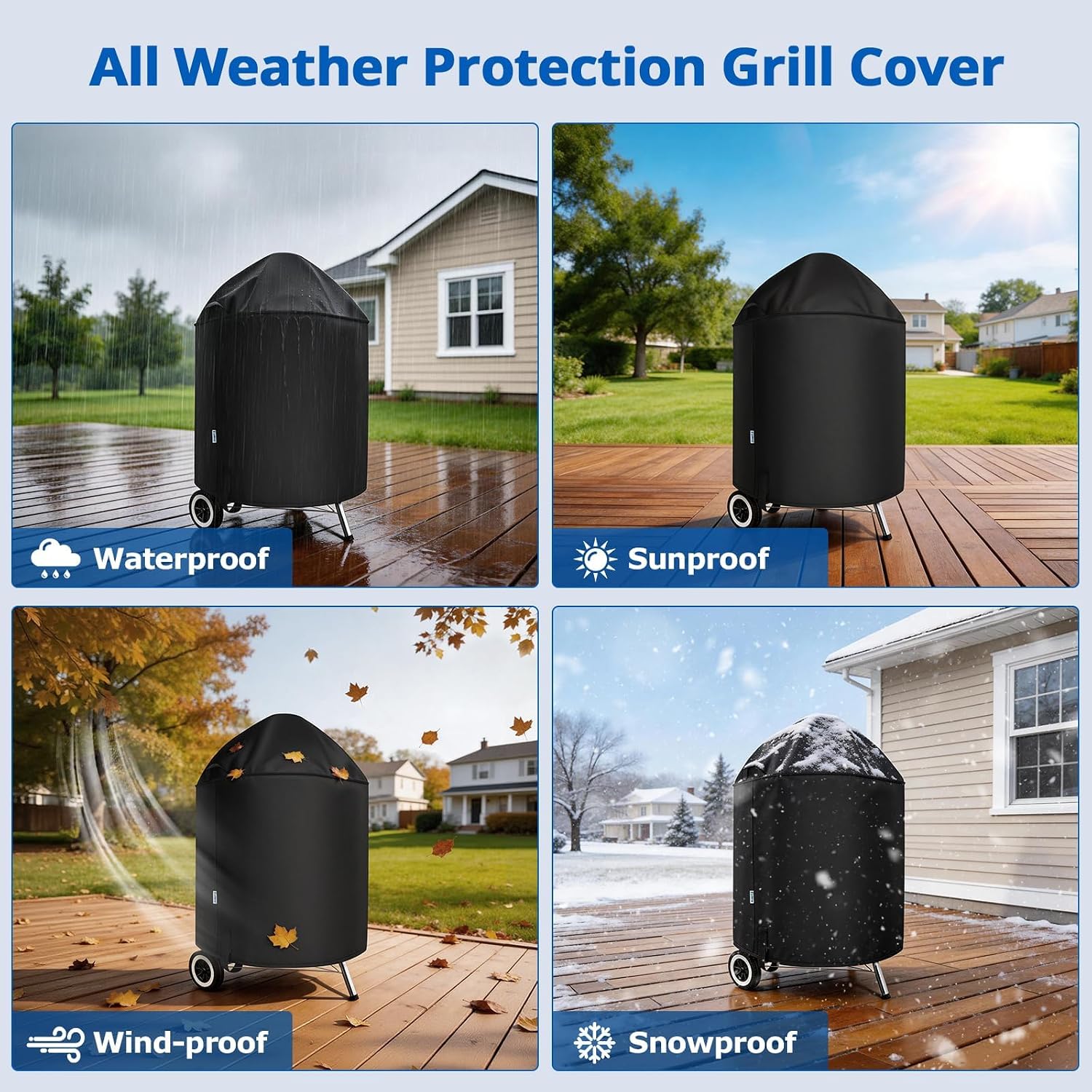 2 Burner Gas Grill Cover 32 inch, Heavy Duty Waterproof Small BBQ Grilling Cover, Compatible for Weber Char-Broil Nexgrill and More Grills with Collapsed Side Tables, All Weather Protection