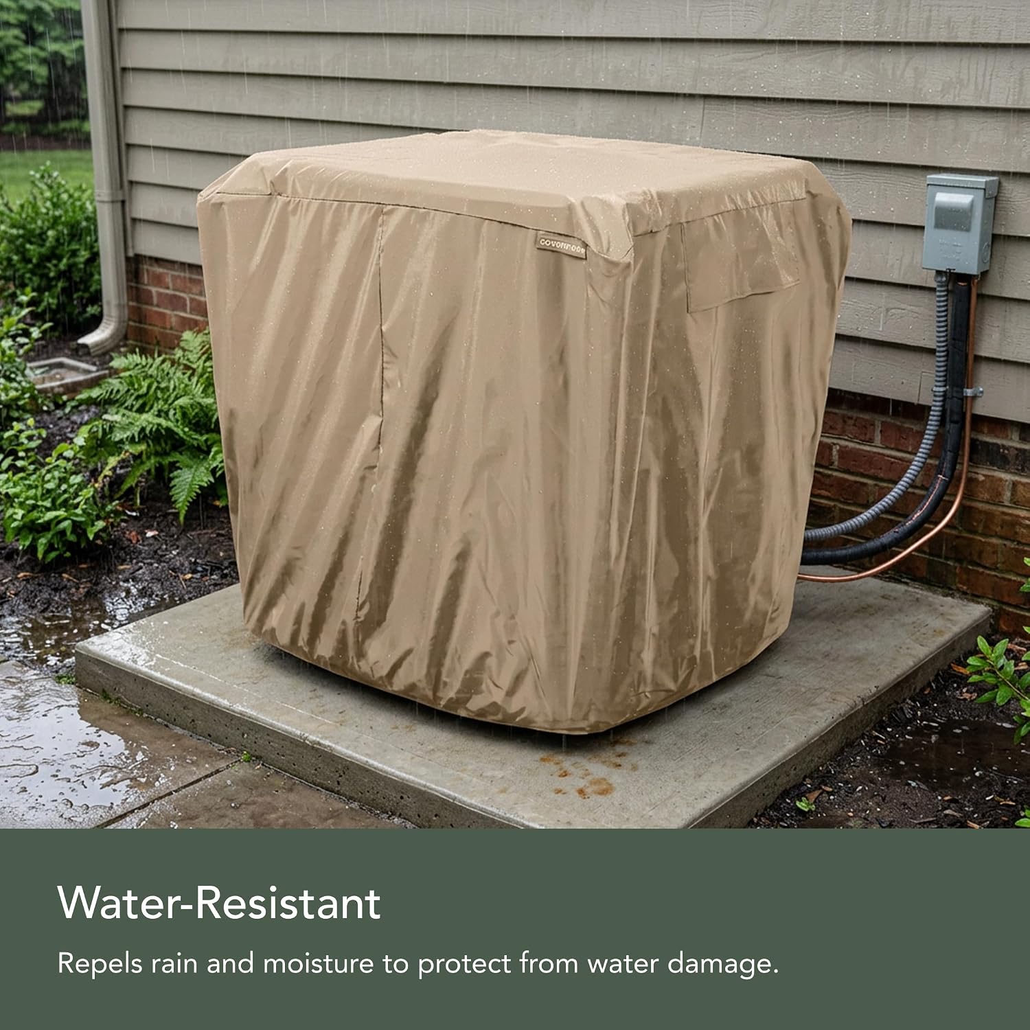 Covermates Classic Heavy-Duty Air Conditioner Cover - Durable All-Weather Protection for Outdoor Central AC Units - Water-Resistant 12-Gauge Vinyl Shell, 26W x 26D x 32H, Green
