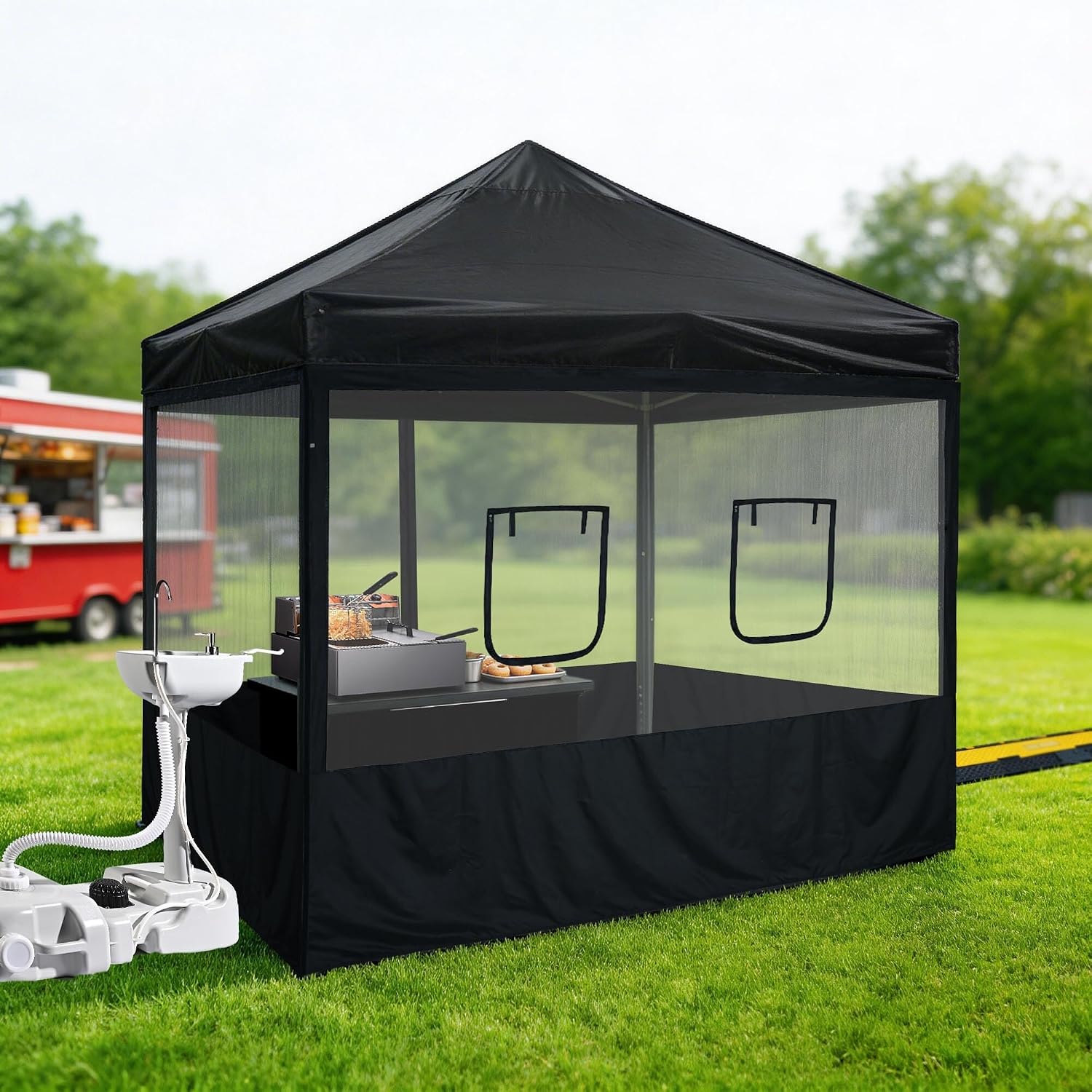 Yescom Pop Up Canopy Half Mesh Sidewall with Window 10x10Ft for Food Booth