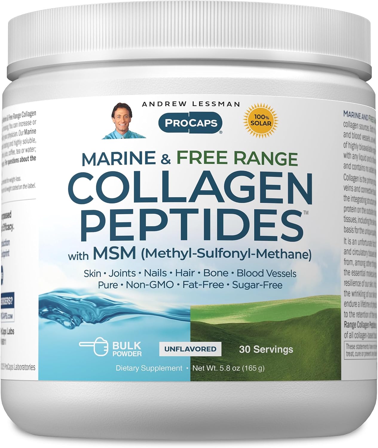 ANDREW LESSMAN ProCaps Marine Collagen Peptides with MSM Powder 60 Servings