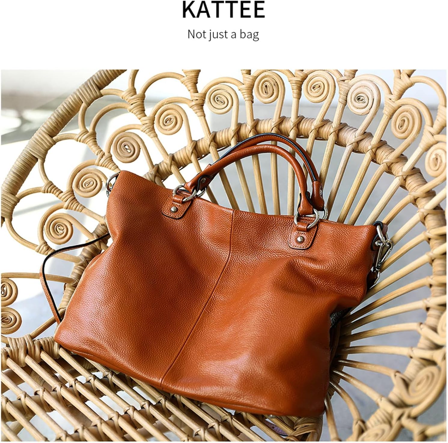 Kattee Genuine Leather Tote Purse for Women, Top Handle Satchel | Soft genuine leather tote with roomy storage and versatile carry for work, shopping, and travel.