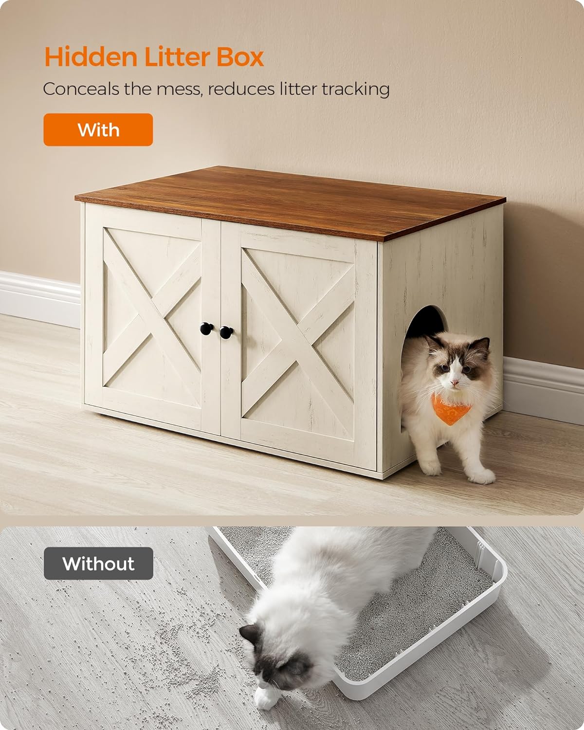 Feandrea Cat Litter Box Enclosure, End Table, 31.5 x 20.9 x 19.7 Inches