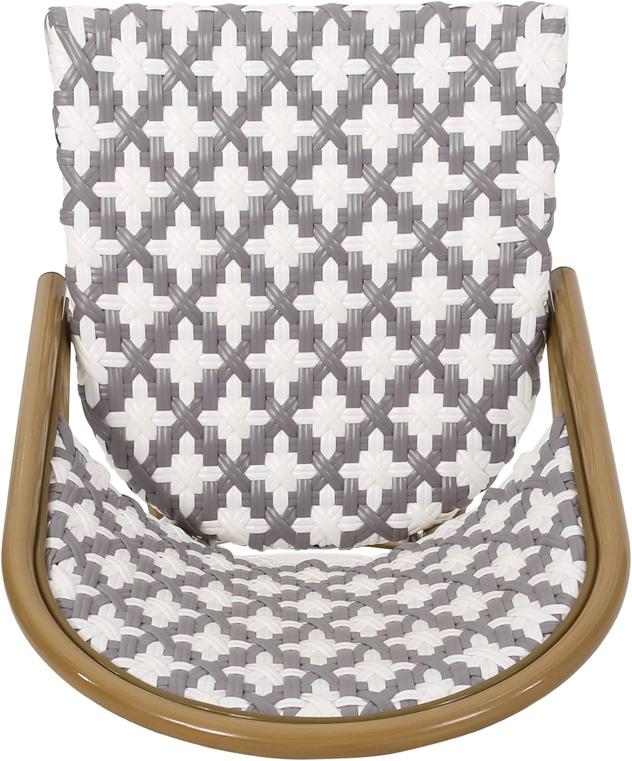 Christopher Knight Home Anastasia Outdoor French Bistro Chair (Set of 2), Black + White + Bamboo Print Finish