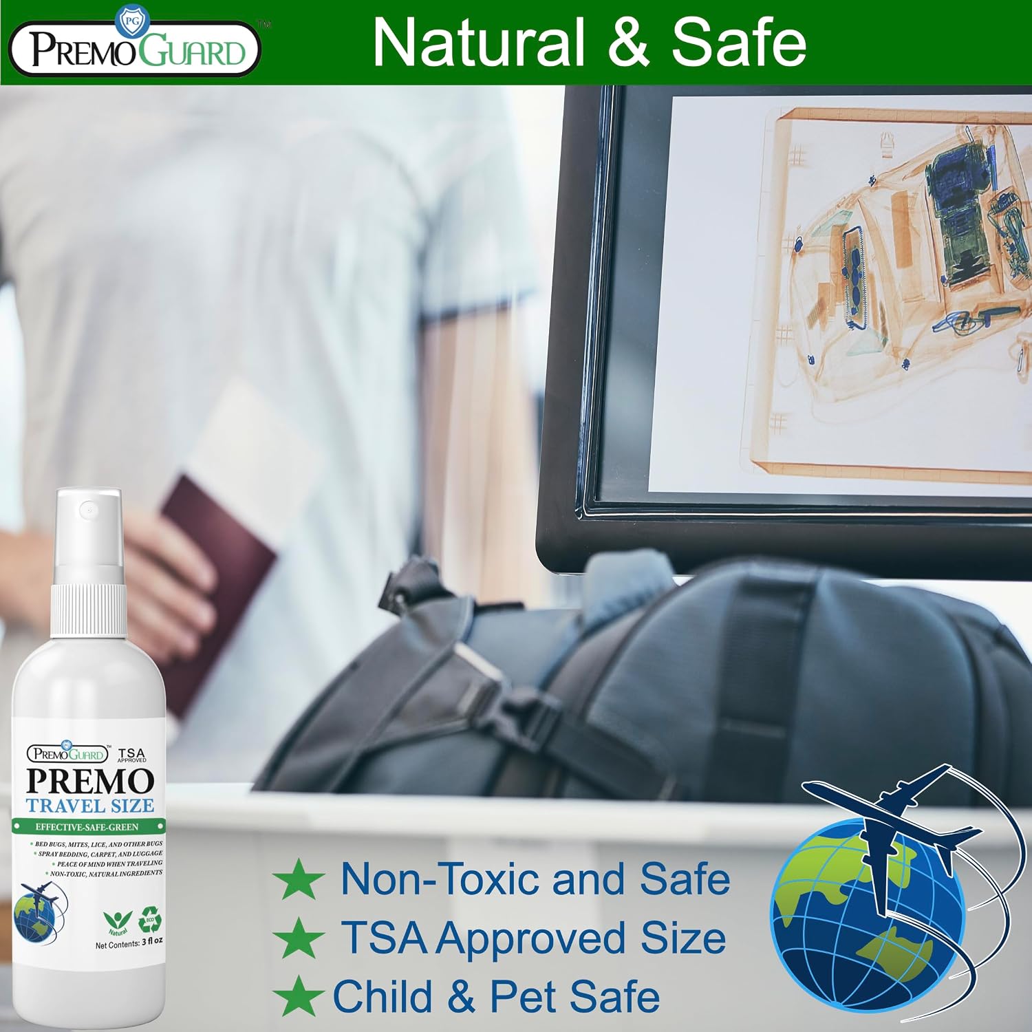 Premo Guard Bed Bug & Mite Killer Spray – University Tested 100% Kill Rate | Natural, Safe for Bedding, Furniture, Fabrics, and Clothing, Non Toxic, Stain & Scent Free, Child & Pet Safe