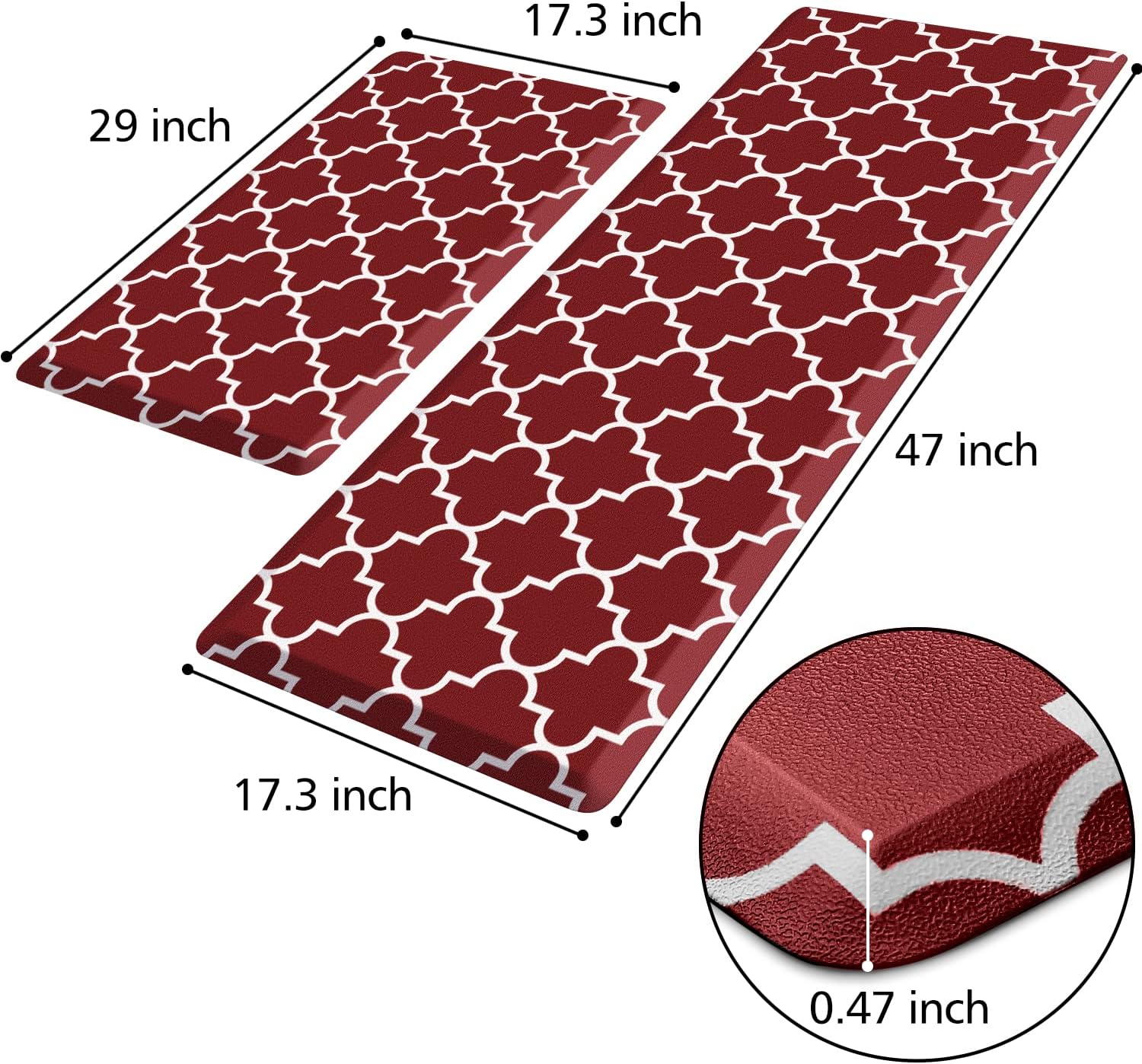 KMAT Kitchen Mat Set of 2,Cushioned Anti-Fatigue Kitchen Mats for Floor