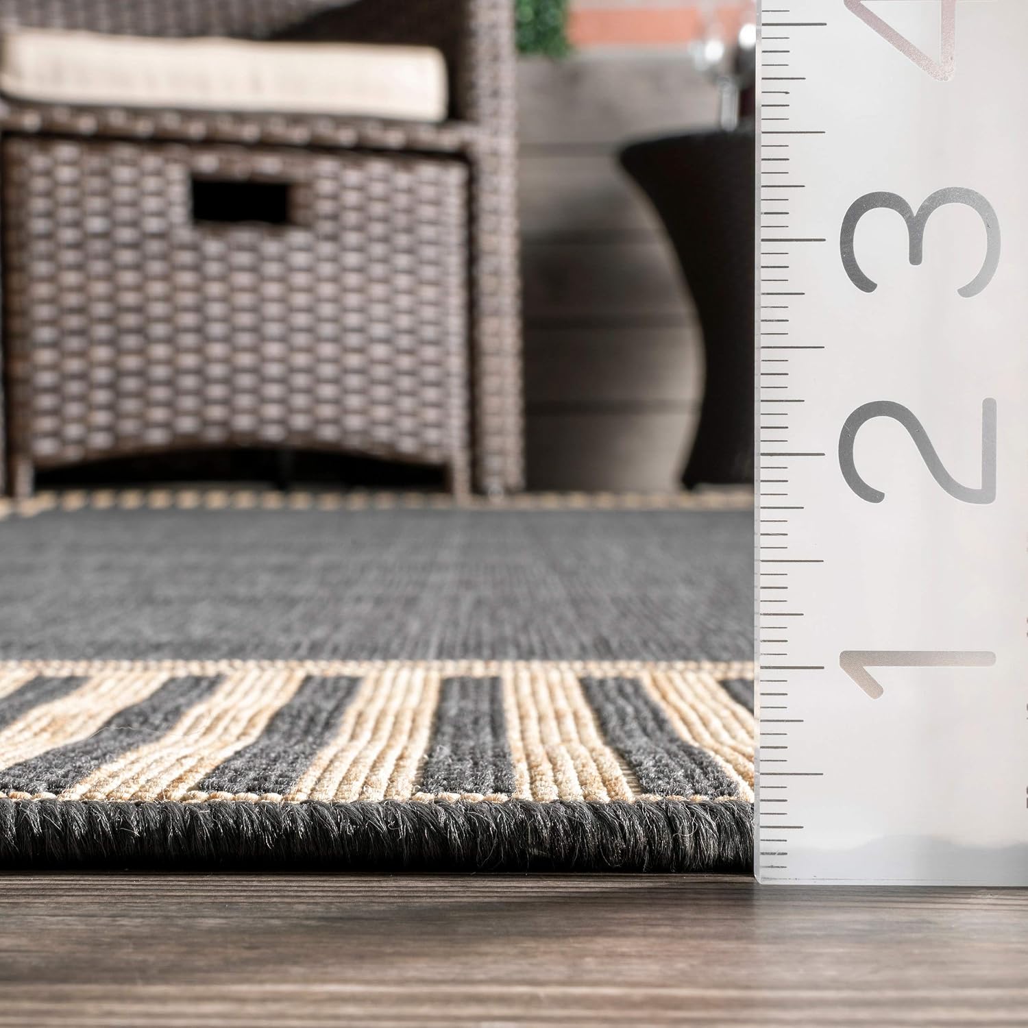 nuLOOM Asha Light Brown Bordered Indoor/Outdoor Area Rug, 4' x 5'