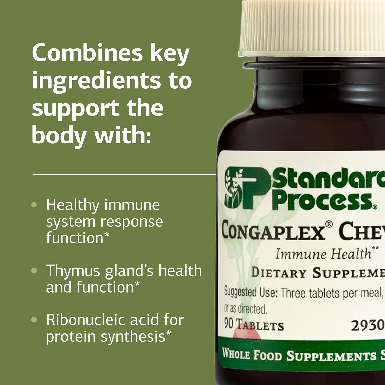 Standard Process Congaplex Chewable - Supplement for Immune System Support with Vitamin A - Supports Thymus Gland & Protein Synthesis - Non-Dairy &