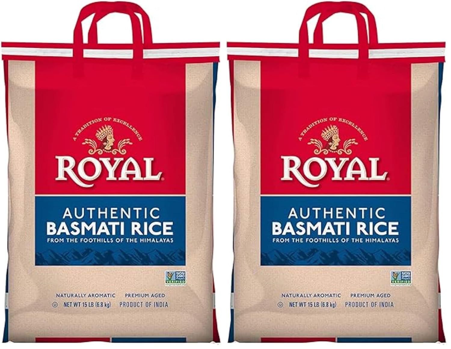 Authentic Royal - Naturally Aged Long Grain Indian White Basmati Rice - 20 Pound