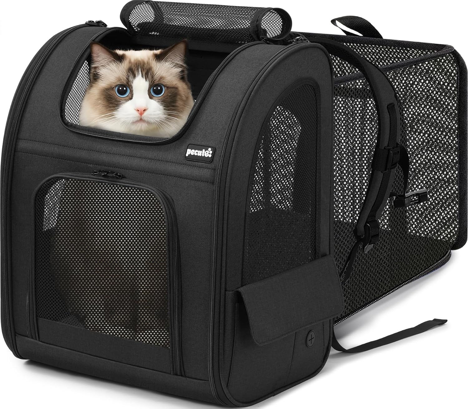 pecute Cat Backpack Expandable, Cat Carrier Backpack with Breathable Window
