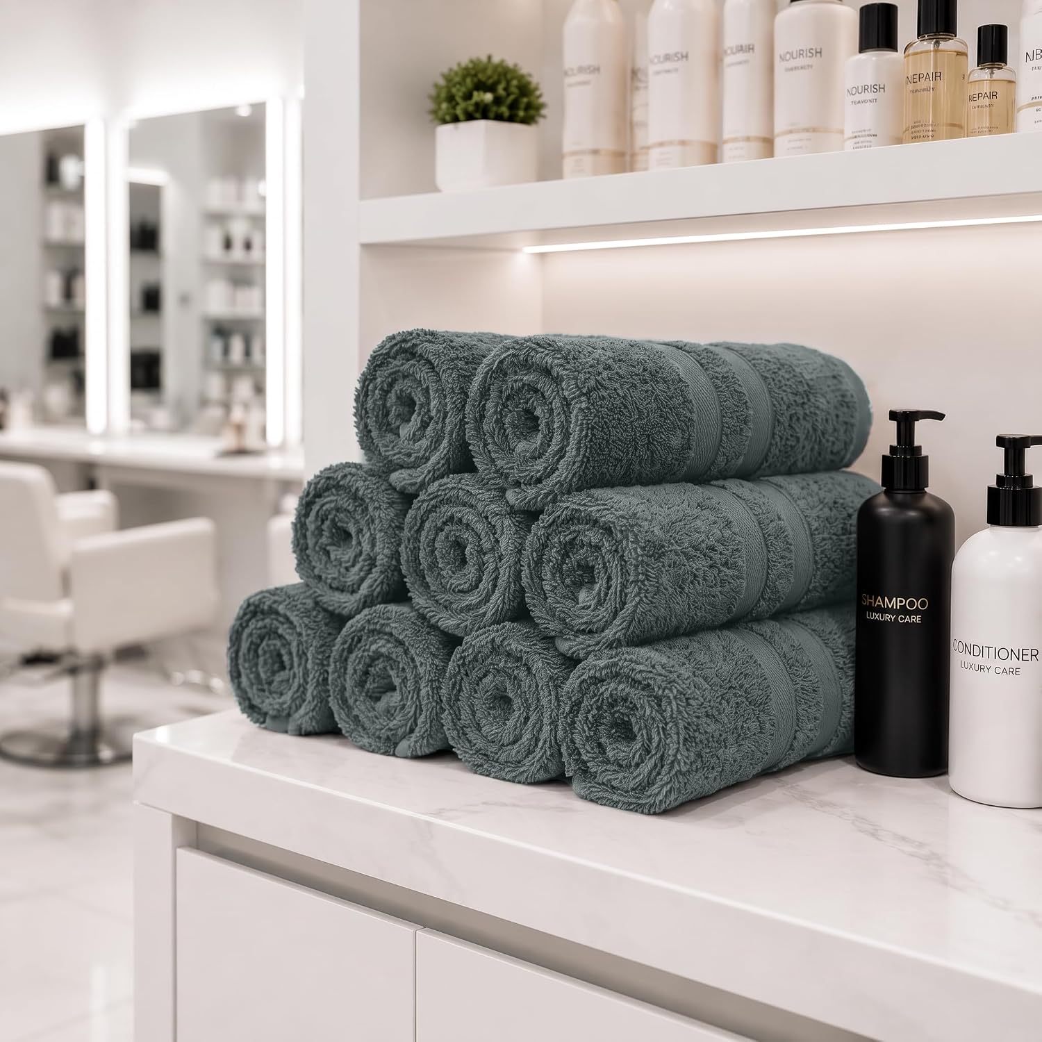 DAN RIVER 100% Cotton Salon Towels Set – 16x26 inches, Pack of 24, Highly Absorbent and Quick-Dry Towels for Hand, Salon, Spa, Beauty