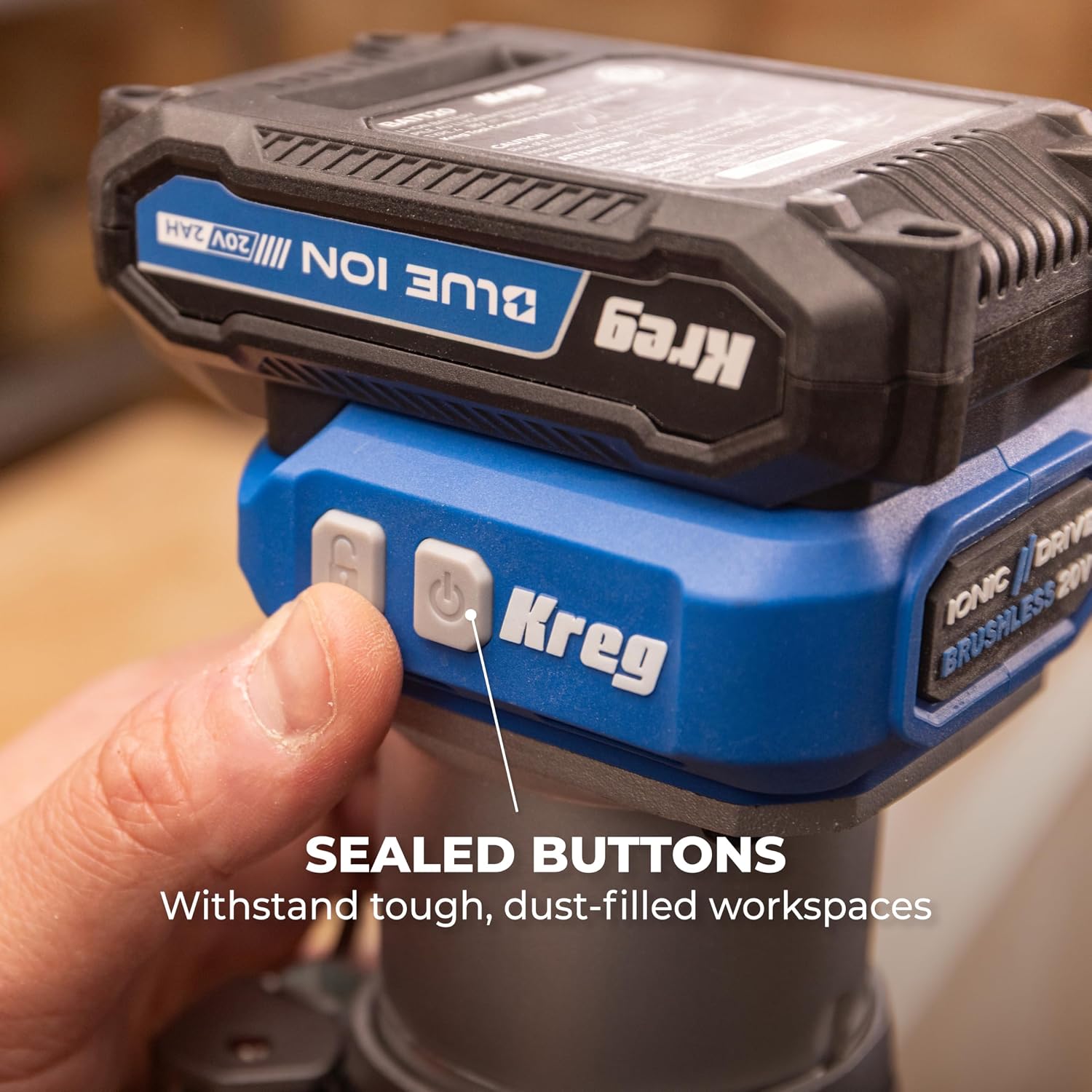 Kreg 20V Ionic Drive 1/4 Inch Trim Router - Cordless 20V for Woodworking - Micro-Adjustment Trim Tool - Dual LED Lights - Precise Electric Handheld