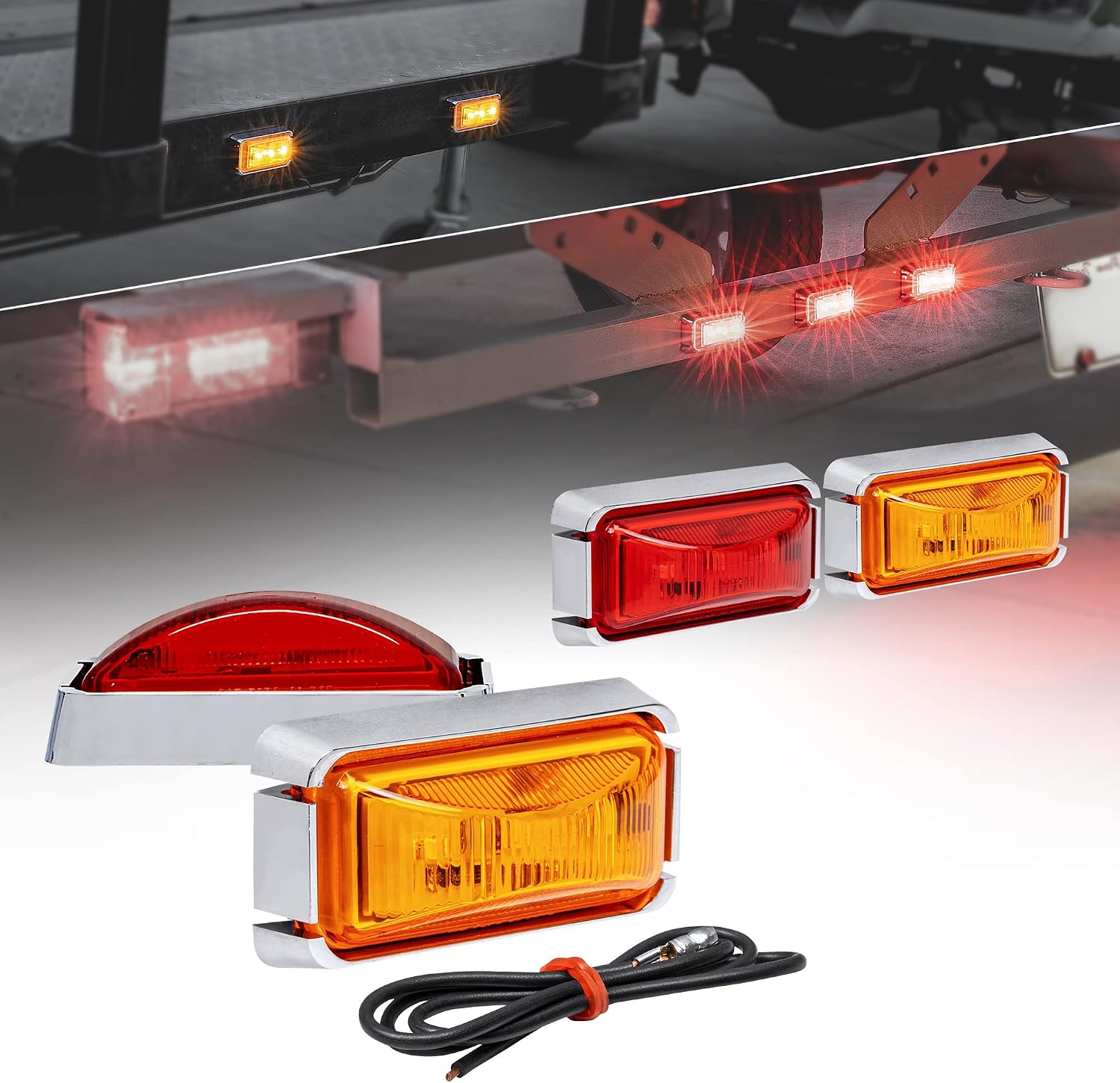 TRUE MODS 2pc 2.5" Amber Rectangle LED Trailer Marker Lights for Truck RV