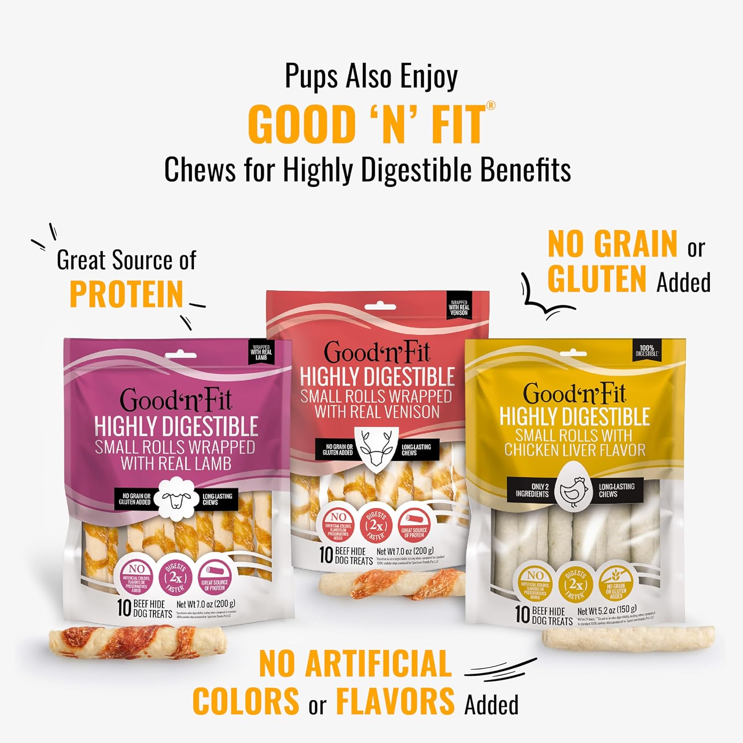 Good 'n' Fun Kabobs Long-Lasting Dog Treat Made With Real Protein, 18 Count | Premium Chicken, Pork and Beef Hide Chew, Supports Dental Health and Mental Stimulation, For Adult Dogs
