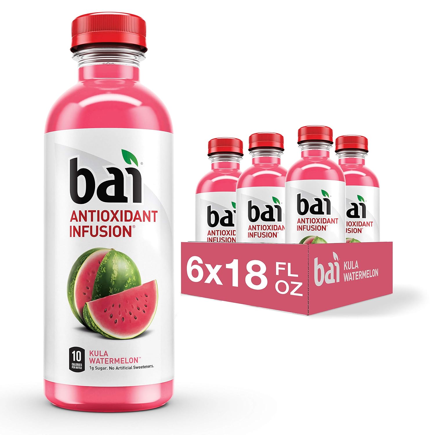 Bai Flavored Water, Kula Watermelon, Antioxidant Infused Drinks, 18 Fluid Ounce Bottle (Pack of 12)