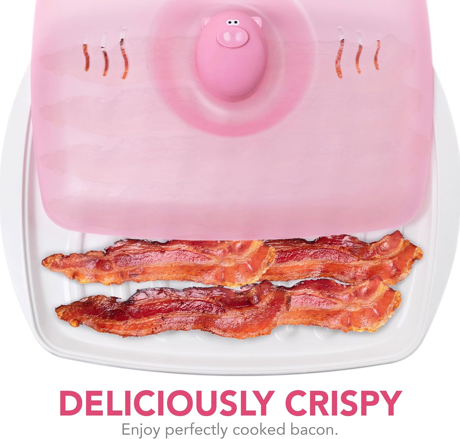 Joie Piggy Microwave Bacon Tray, Grooved Cooking Tray for Microwaving Bacon | Holds 4-5 Strips, Cooks Healthier and Crispier Bacon
