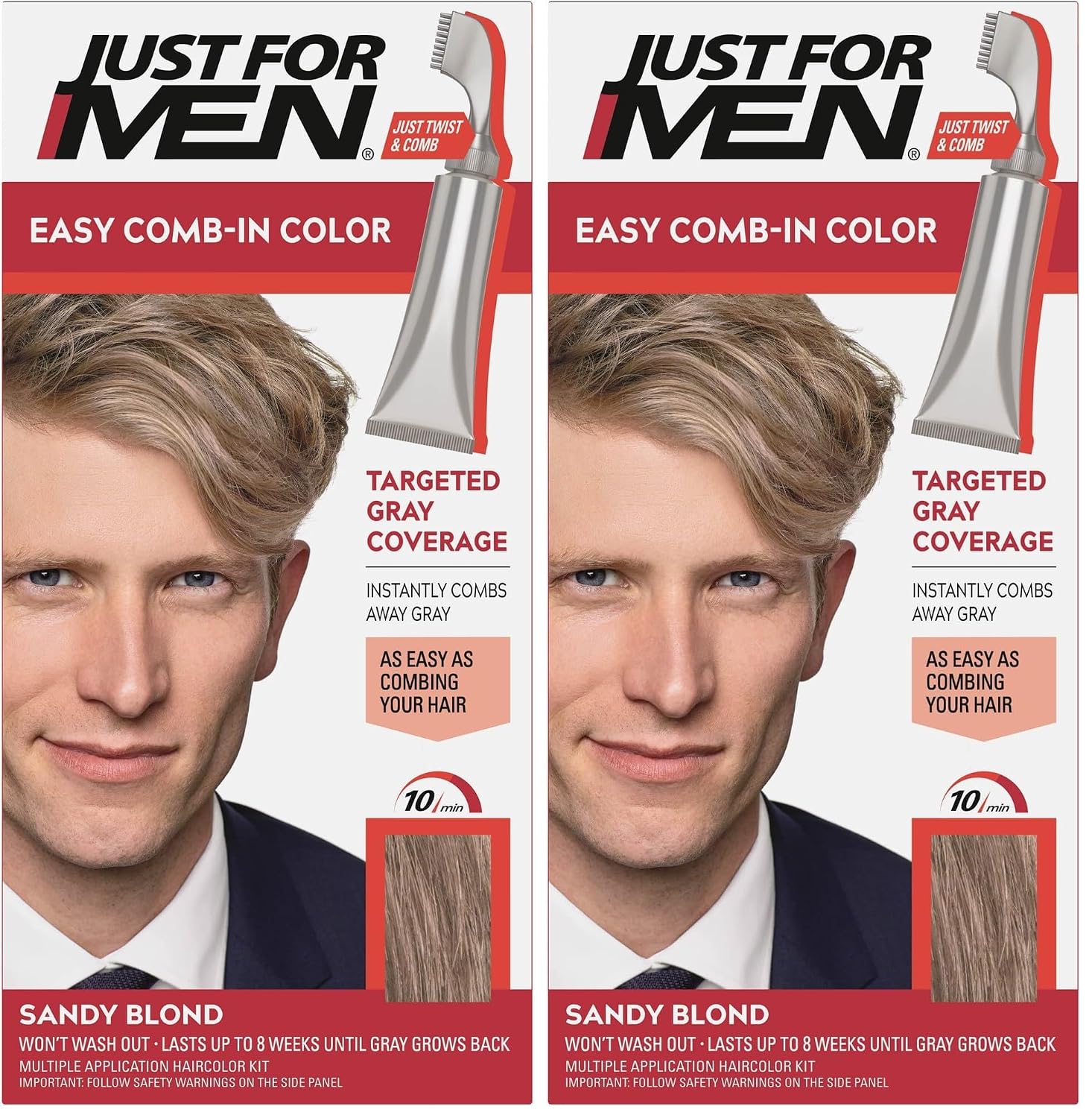 JUST FOR MEN Easy Comb-In Color, No-Mix, Light Brown A-25 (1 Pack) | Easy Comb-In Color light brown patented no-mix formula instantly combs away gray. Targeted gray coverage. Easy application.