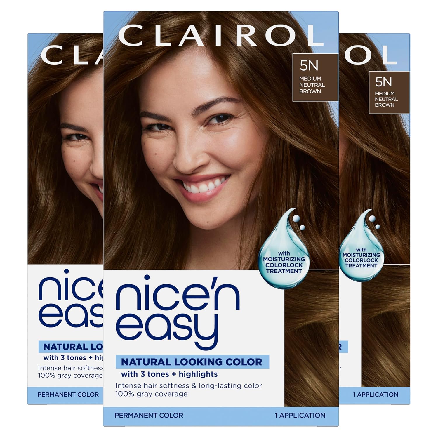 Clairol Nice'n Easy Permanent Hair Dye, 6A Light Ash Brown | Pack of 3