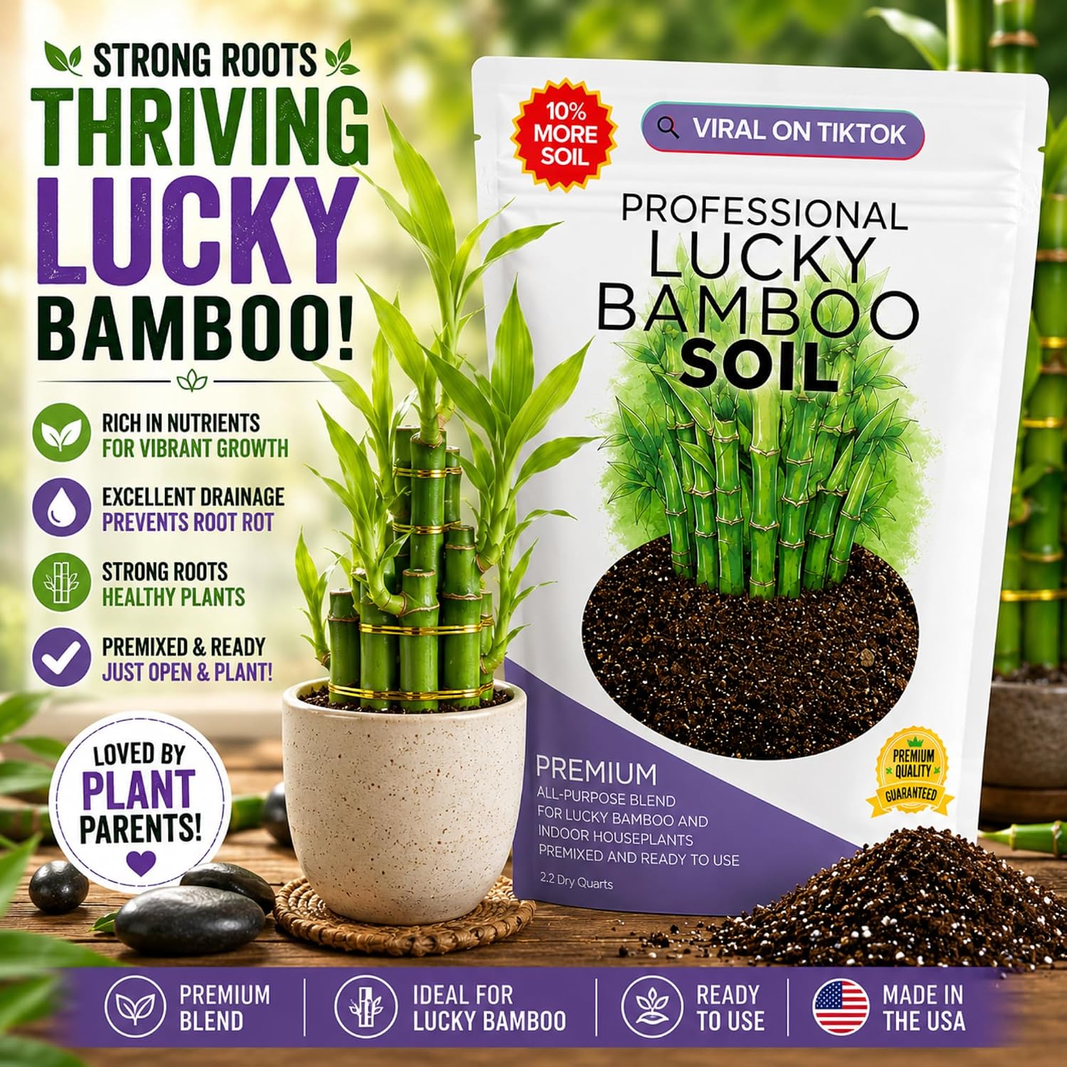 Professional Bonsai Soil Mix Ready to Use | Large 2.2 Quarts, Premium Potting Soil for Bonsai Trees