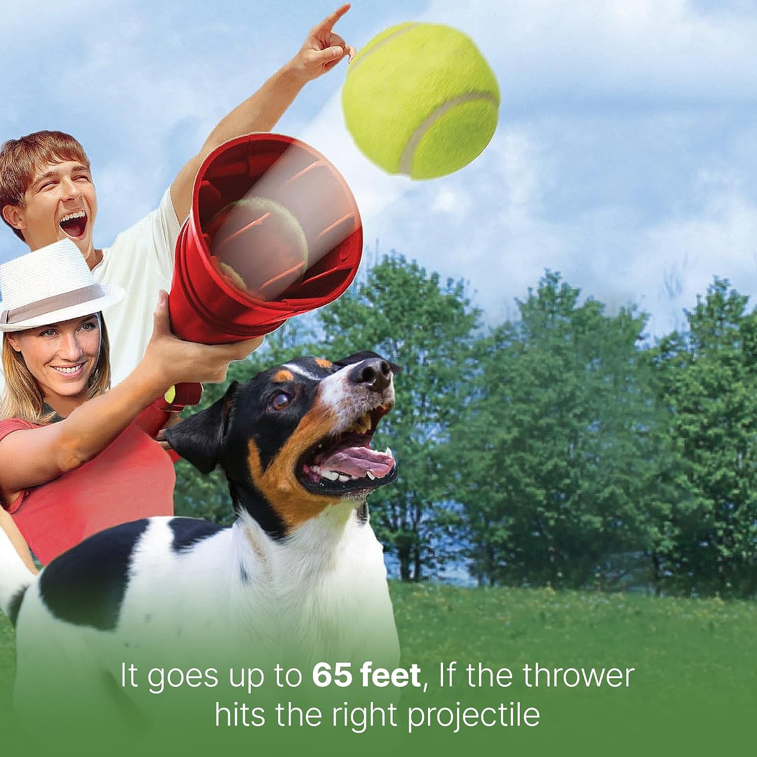 SPOT Launch & Fetch Tennis Ball Launcher Dog Toy | Interactive Dog Fetch Toy Launches Up to 65 Feet | Hands-Free Pickup | Includes 2 Tennis Balls &