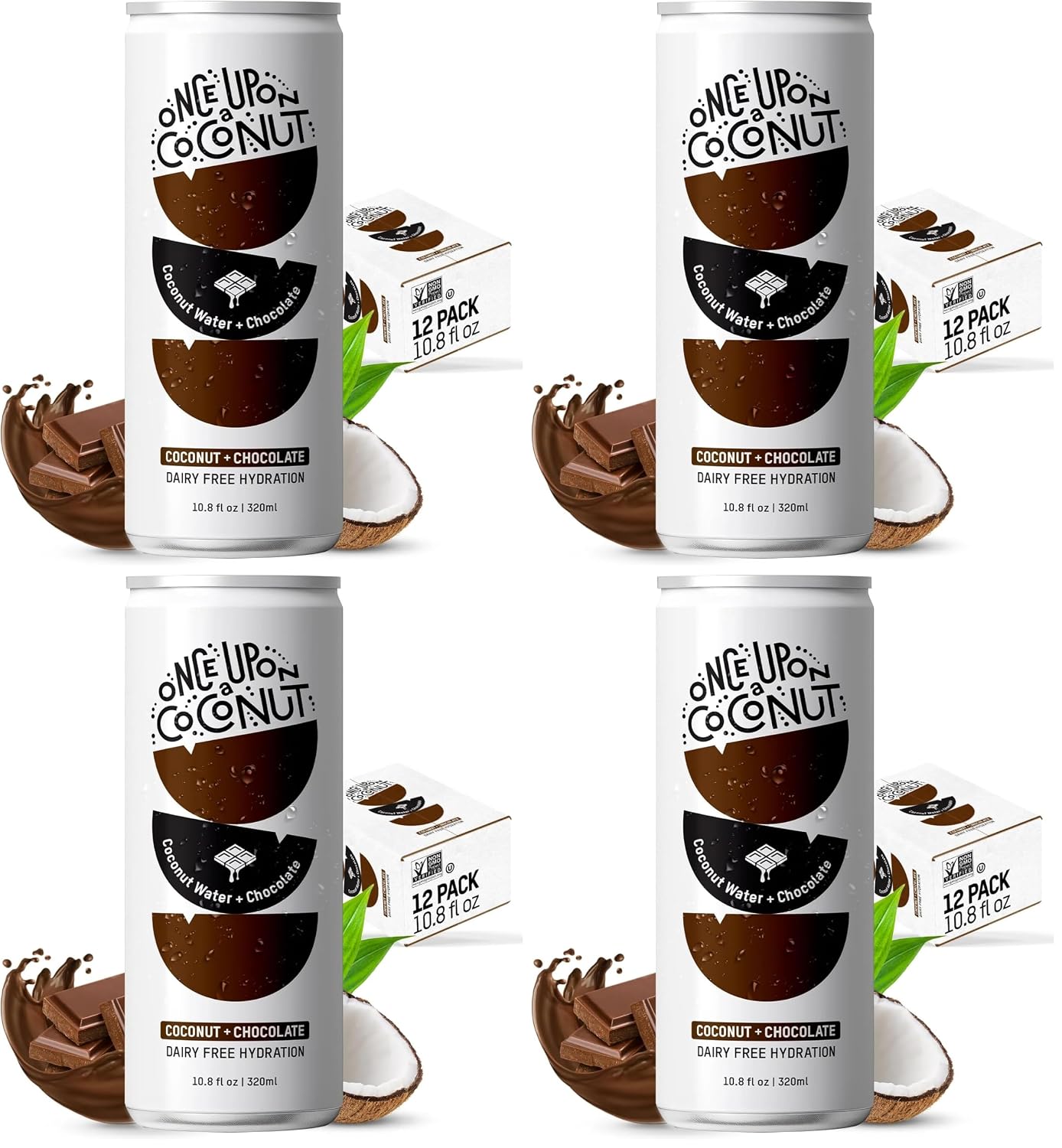Once Upon a Coconut Premium Coconut Water - Low Calorie All-Natural Drink with Electrolytes - Non-GMO - Gluten-Free - 10.8 Fl Oz (Pack of 12)